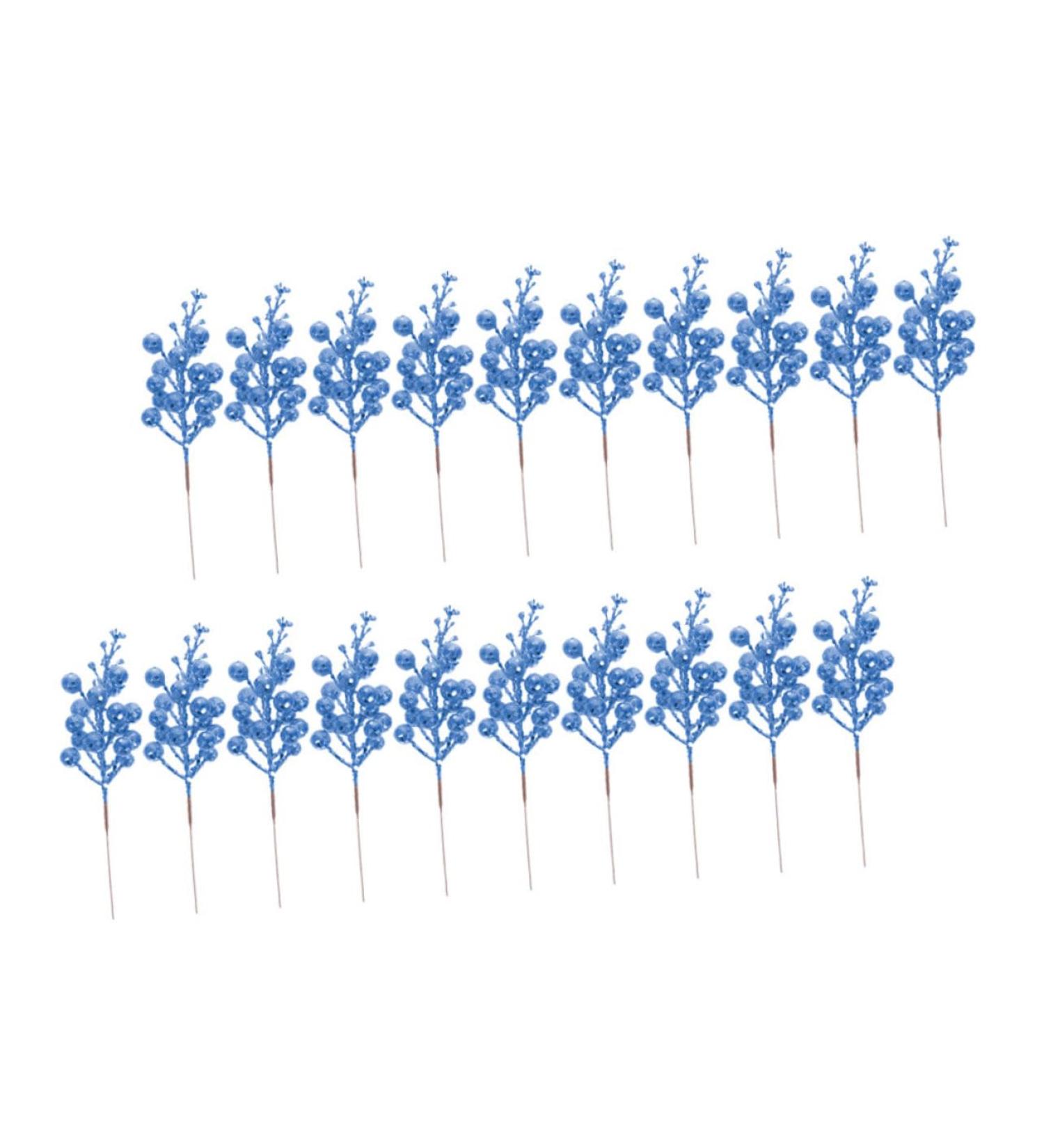 SilteD 20pcs Fake Berry Stem cutting branch Tree Branches For Decoration christmas tree decorations berry branch decorate artificial berry Foam wreath christmas DIY berries Blue 19X5X5CM - Buy Online on GoSupps.com