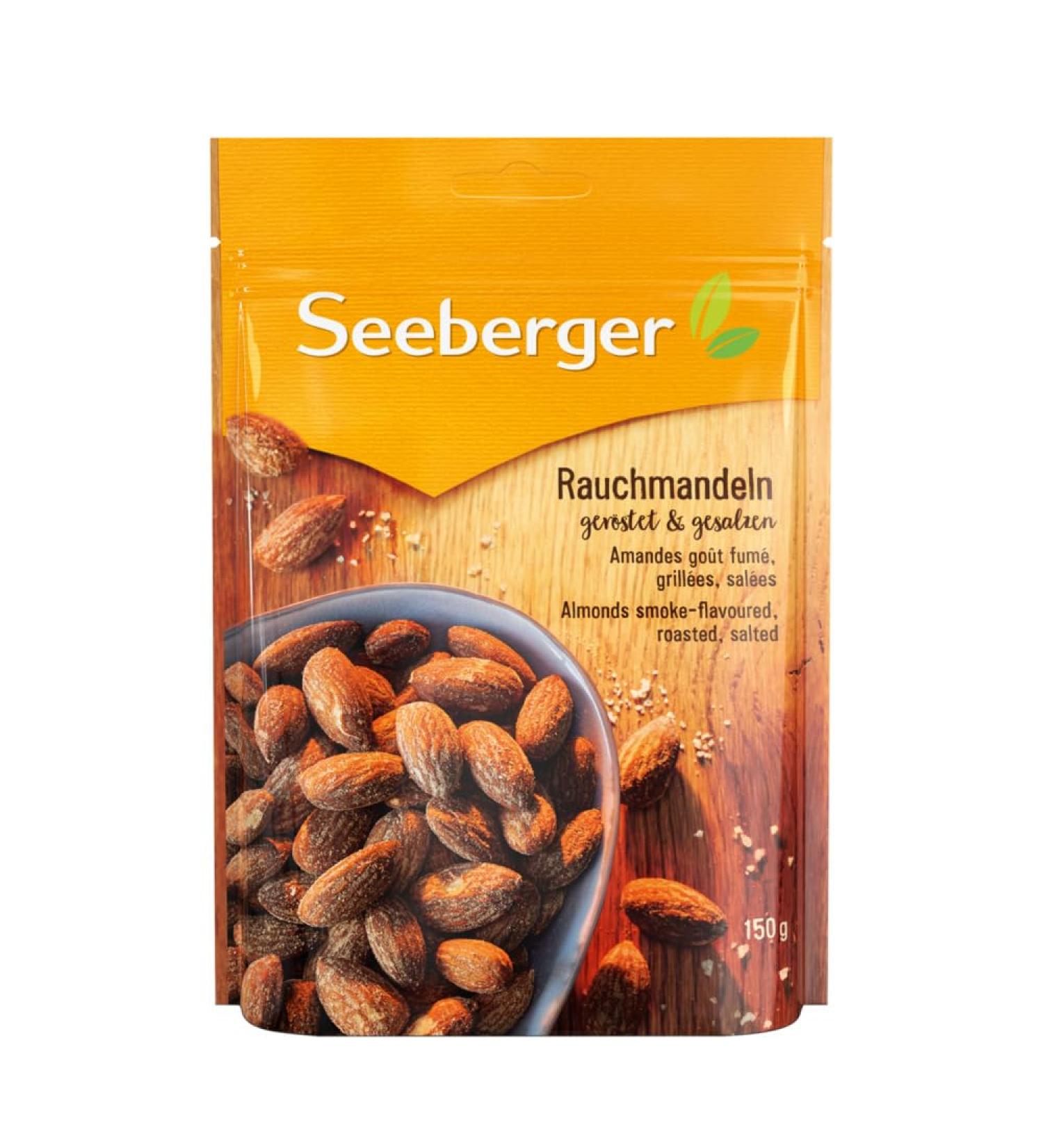 Seeberger smoke almonds roasted & salted 5-pack: roasted almonds with salty note and intensive smoke aroma-in a practical zip bag vegan (5 x 150 g) 150 g (5 Pack) 150 g (5-pack)