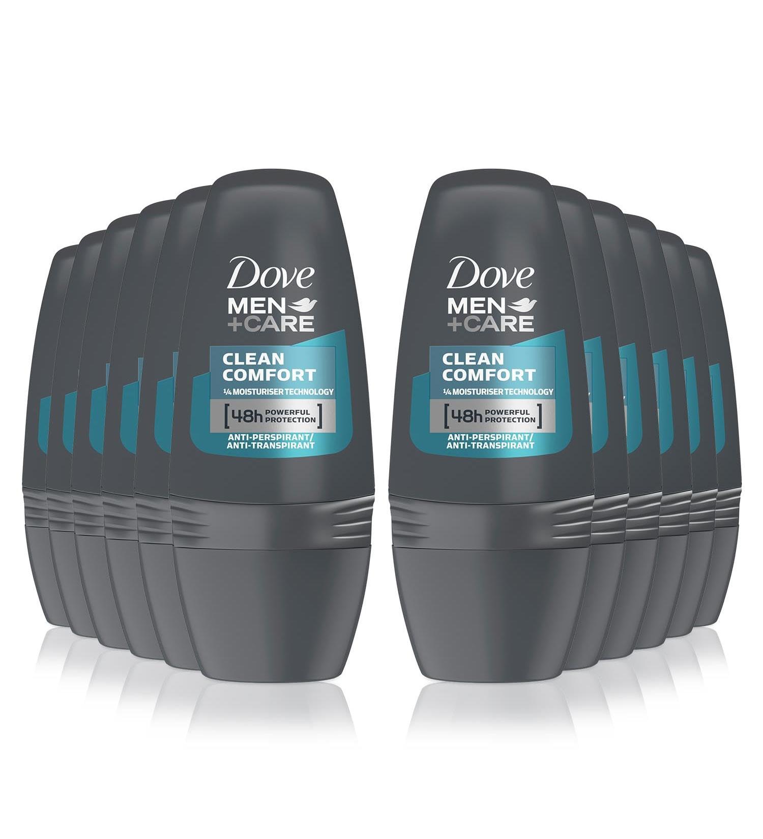 Dove Men + Care Clean Comfort Anti-Perspirant Deodorant Roll On with Advanced Moisturizer technology giving 48 Hours Powerful Protection 50 ml (12 Pack) - Buy Online on GoSupps.com