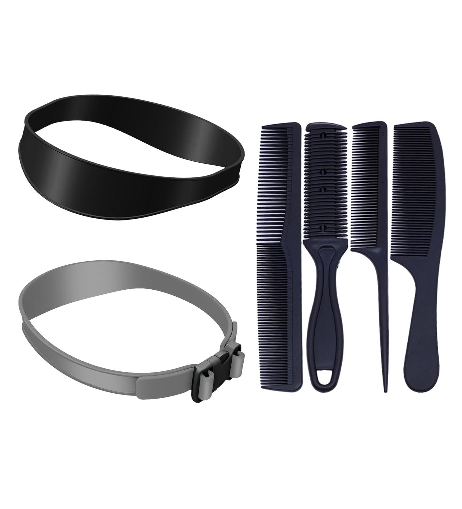 1 Piece Hair Tie with Snap 1 Piece Silicone Hair Tie 4 Pieces Hair Combs Adjustable Hair Clipper Hair Trimmer Curved Hair Cutting Tool (Grey and Black) - Buy Online on GoSupps.com