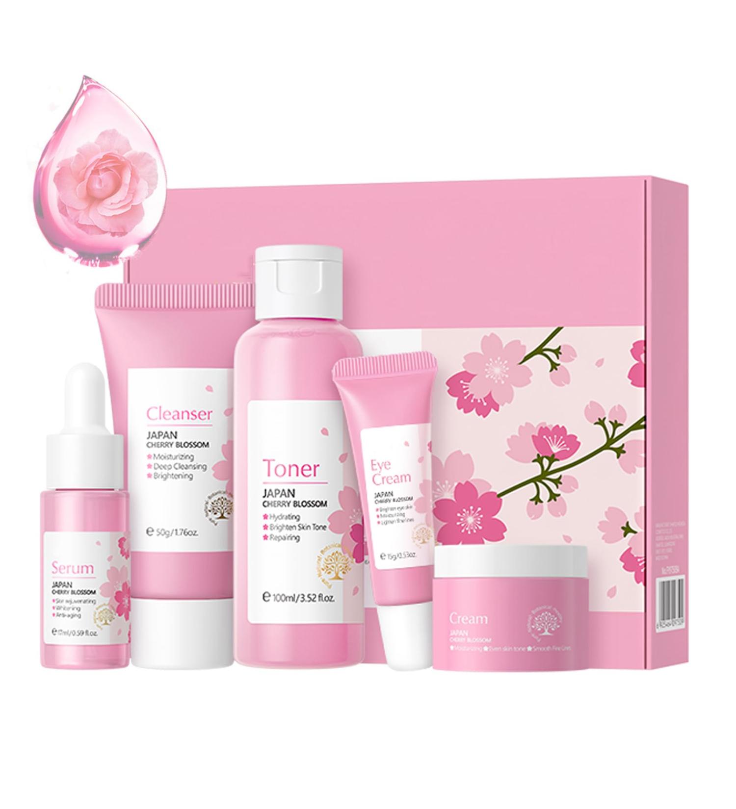 Sakura Facial Care Gift Set for Teenage Girls - Preppy Skincare Kit with Cleanser, Toner, Serum, Face Cream, and Eye Cream - All Skin Types - Women's Gift Sets (Gift Box) - Buy Online on GoSupps.com