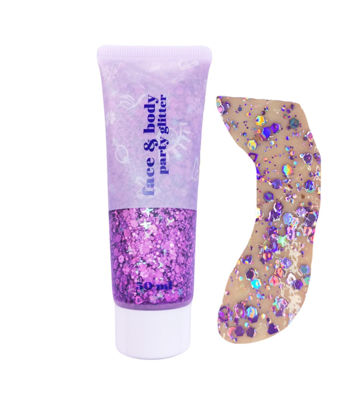  EONFAVE Festival Face Glitter Purple Glitter Gel Face Hair Body Lotion Purple Eye Shadow Liquid Glitter Glitter for Party Masquerade - Buy Online on GoSupps.com