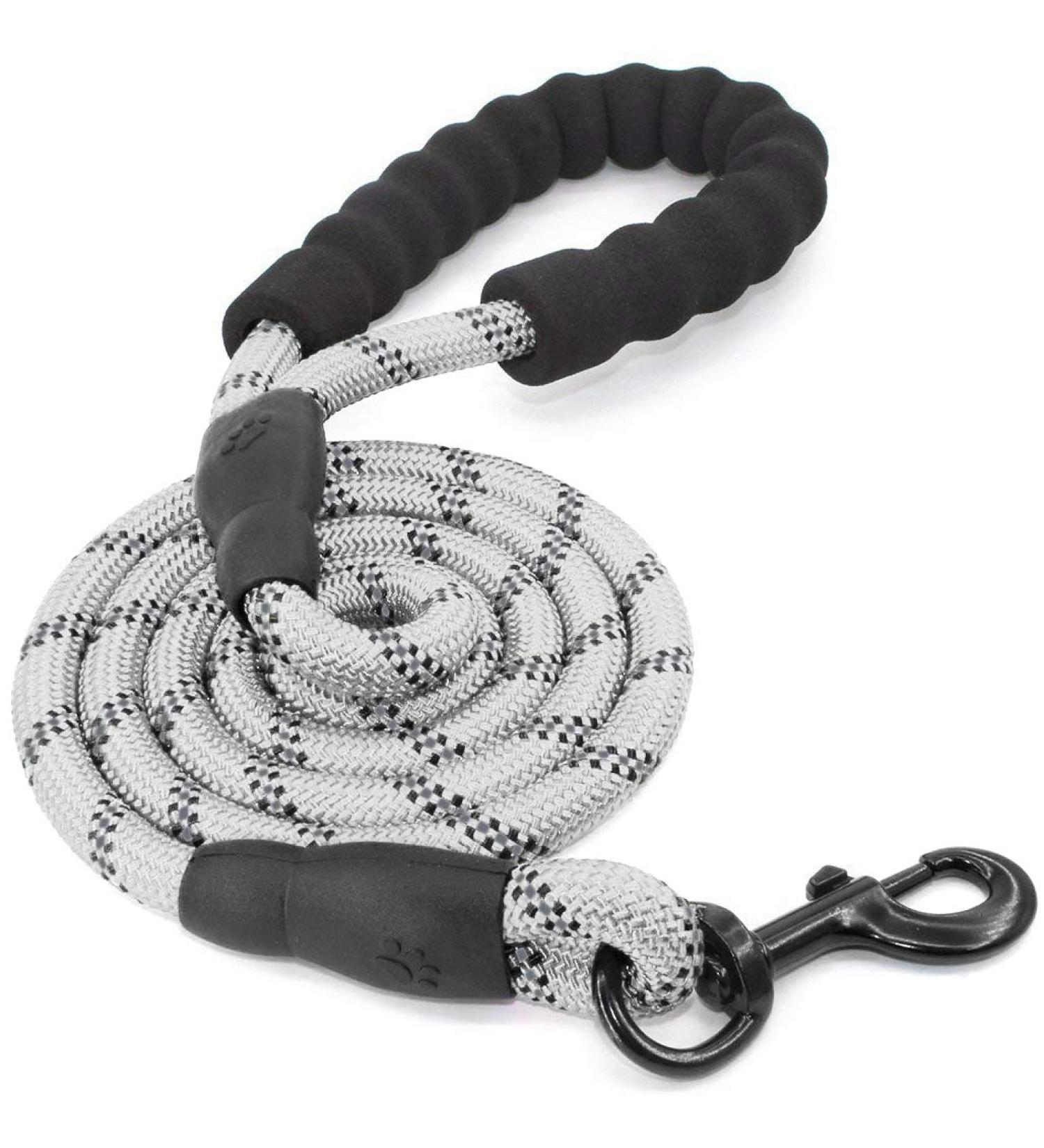 5 ft Strong Dog Leash with Padded Handle & Reflex Seams - Safe for All Dog Sizes - Silver 150x1.2 cm | International Shipping Available - Buy Online on GoSupps.com