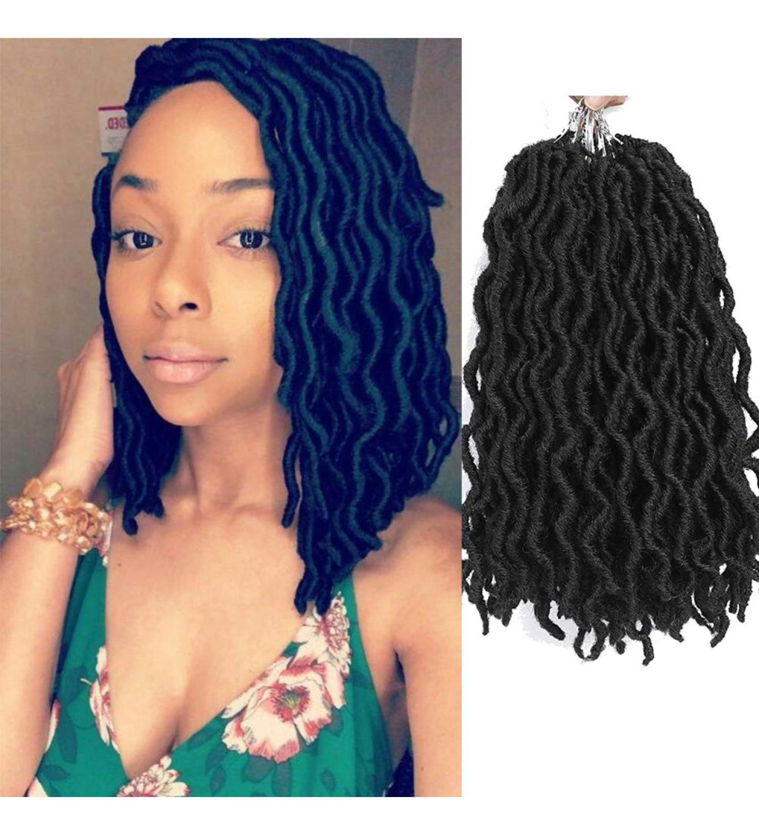 Wavy Gypsy Locs Crochet Hair 12 Inch 8 Packs/Lot Ombre Goddess Wavy Faux Locs Synthetic Braiding Hair | Short Dreadlocs Hair Extensions (Black 1B) - 12 Inch (Pack of 8) - Buy Online on GoSupps.com