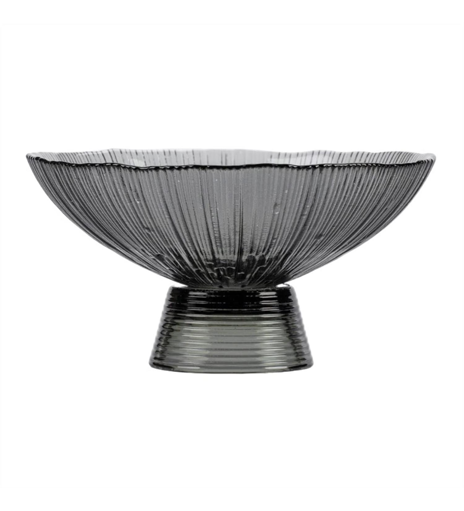 Fruit Bowl Salad Bowl Countertop Fruit Basket Striped Glass Fruit Plate Household High-Footed Snacks Candy Storage Plate Salad Bowl Fruit Bowl for Kitchen Counter (A) - Buy Online on GoSupps.com