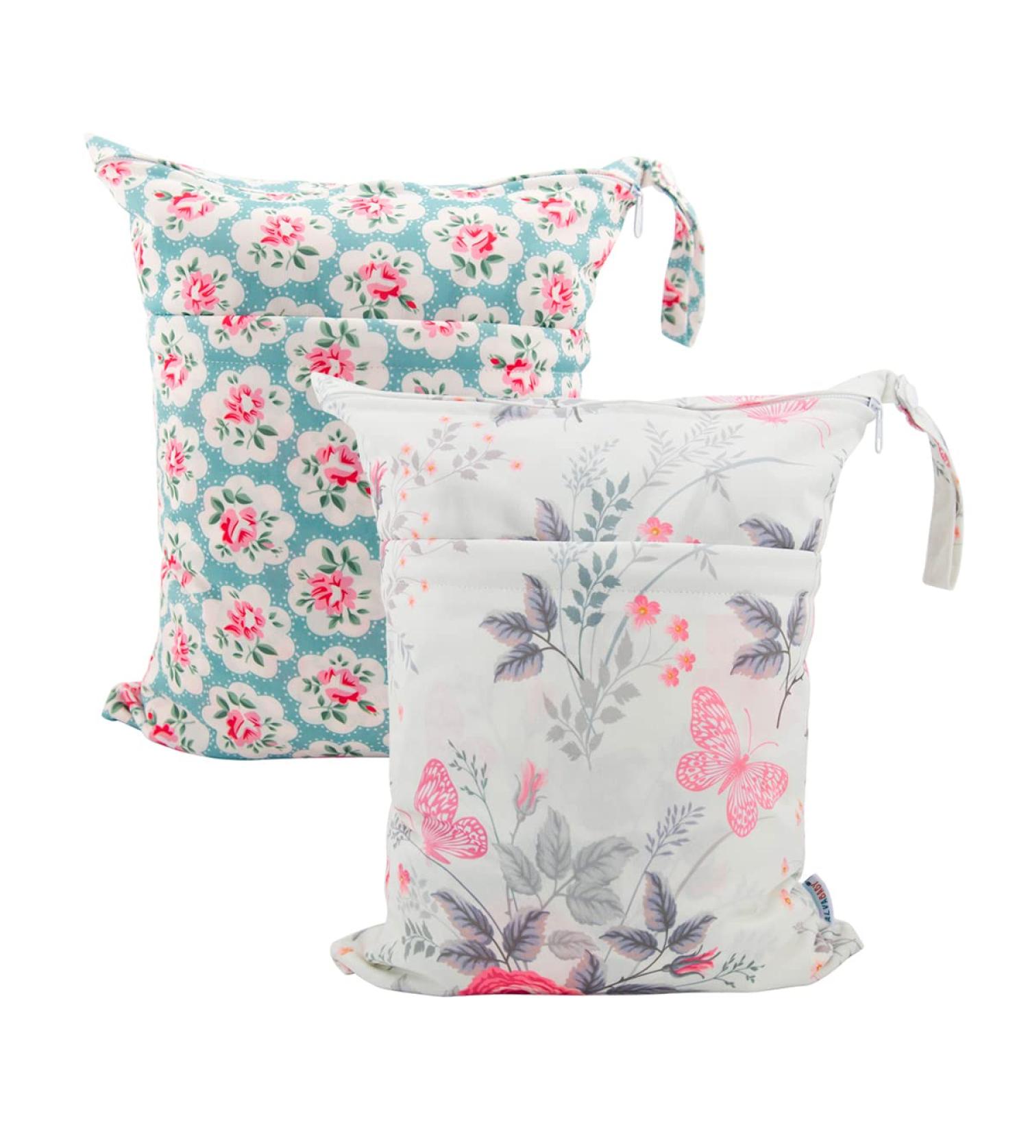 ALVABABY 2pcs Waterproof Cloth Diaper Wet Dry Bags with Two Zippered Pockets - Reusable for Travel, Beach, Pool, Daycare - Perfect for Soiled Baby Items, Yoga, Gym, Swimsuits - L5166 - Buy Online on GoSupps.com