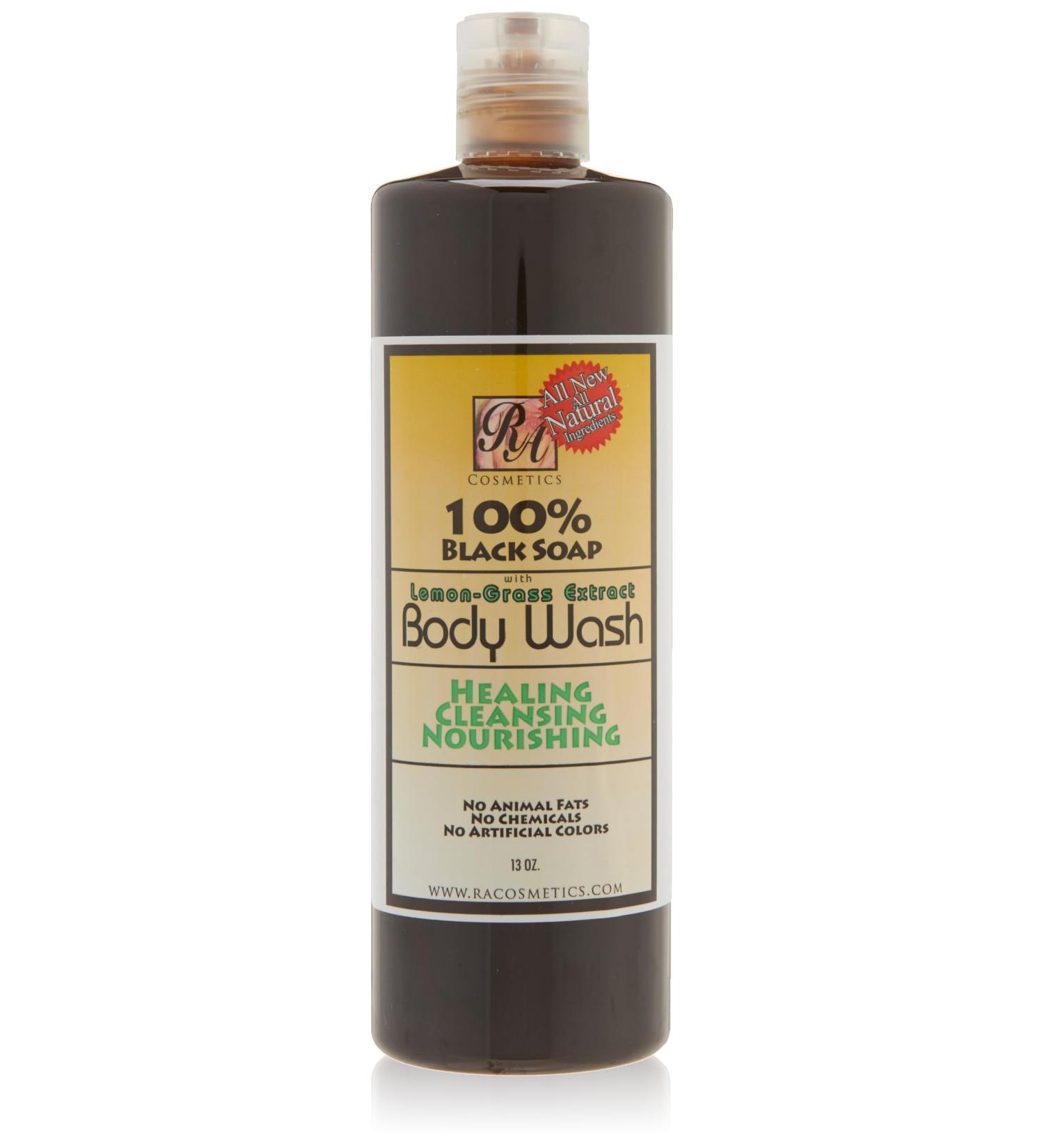 RA Cosmetics 100% African Liquid Black Soap Body Wash | Lemongrass Scent | 13 Fl Oz | Buy Internationally - Buy Online on GoSupps.com