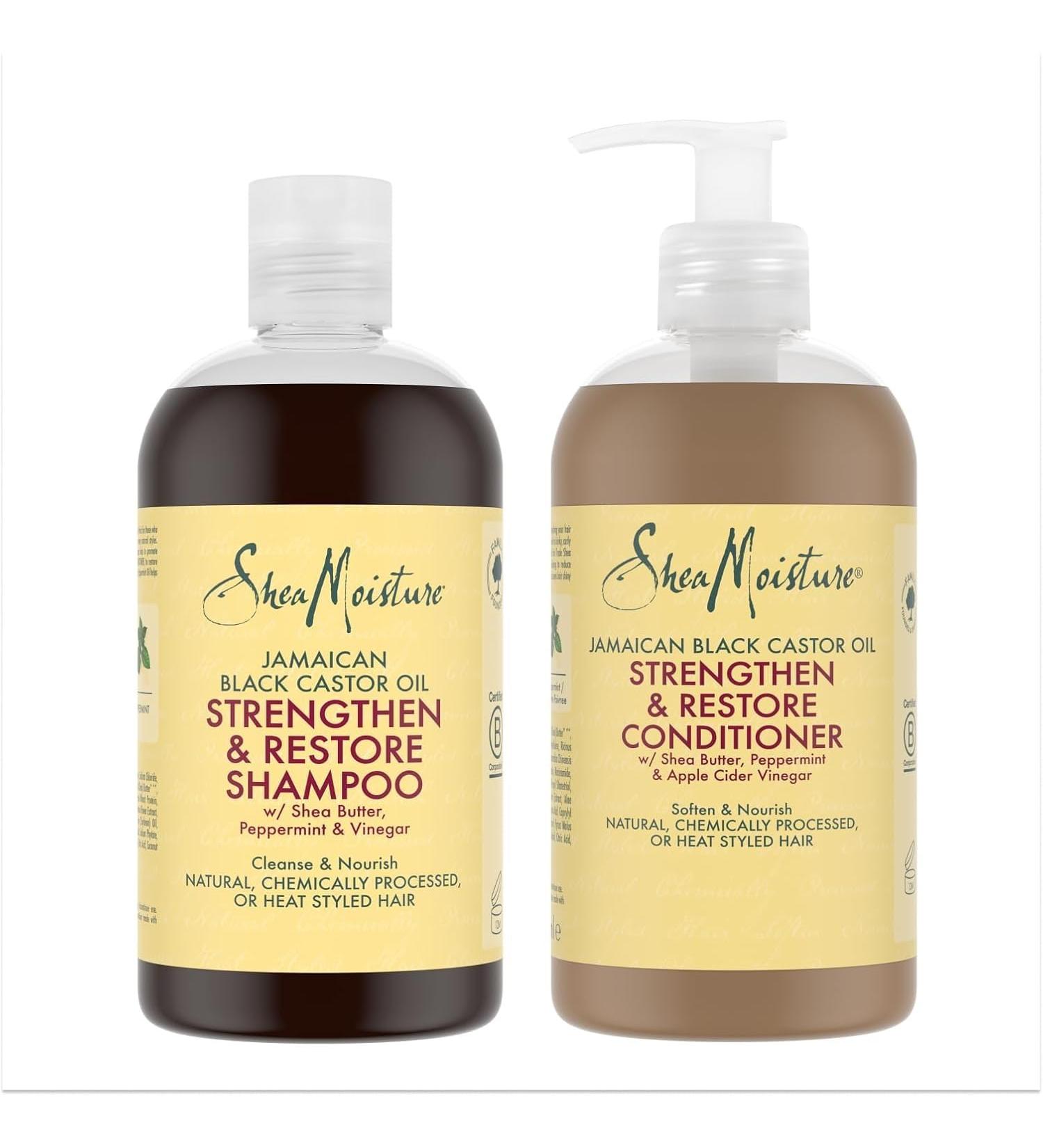 Unilever SheaMoisture Shampoo and Conditioner for curly chemically treated or heat styled hair Jamaican Black Castor Oil Shampoo 1x 384 ml Conditioner 1x 384 ml 2 pieces - Buy Online on GoSupps.com