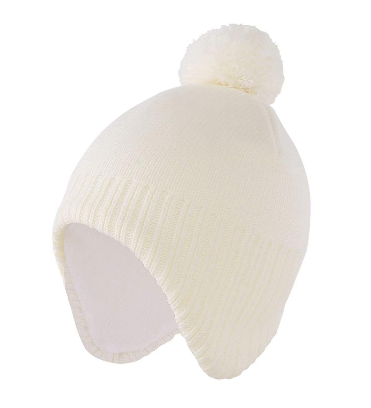 Home Prefer Toddler Beige Fleece Knit Beanie Hat 2-5T | Kids Winter Earflap Hat - Buy Online on GoSupps.com