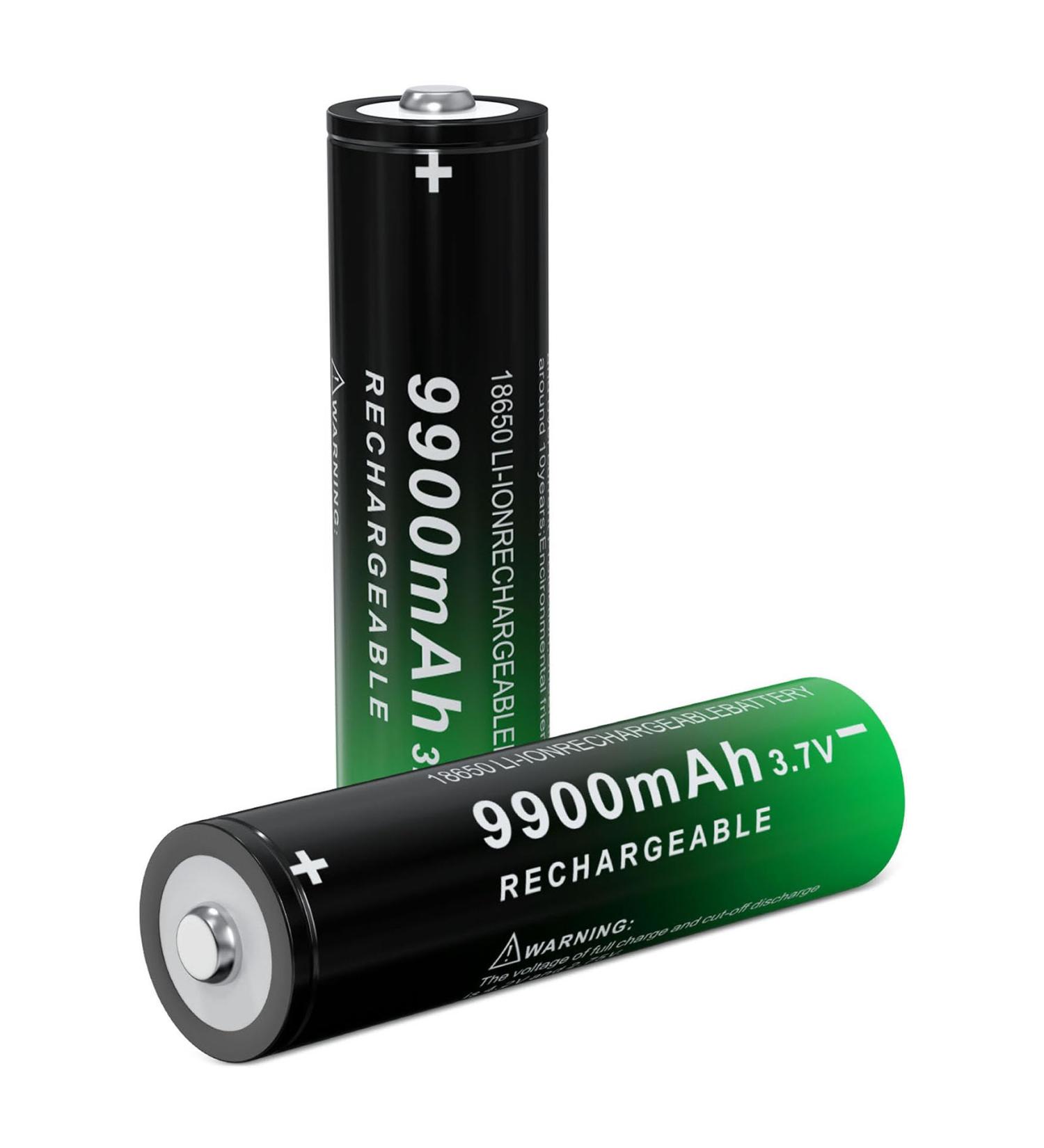 18650 Rechargeable Battery 9900mAh 3.7V Li-ion - High Capacity 2 Pack for Flashlight - Long-Lasting Power & Performance - Buy Online on GoSupps.com