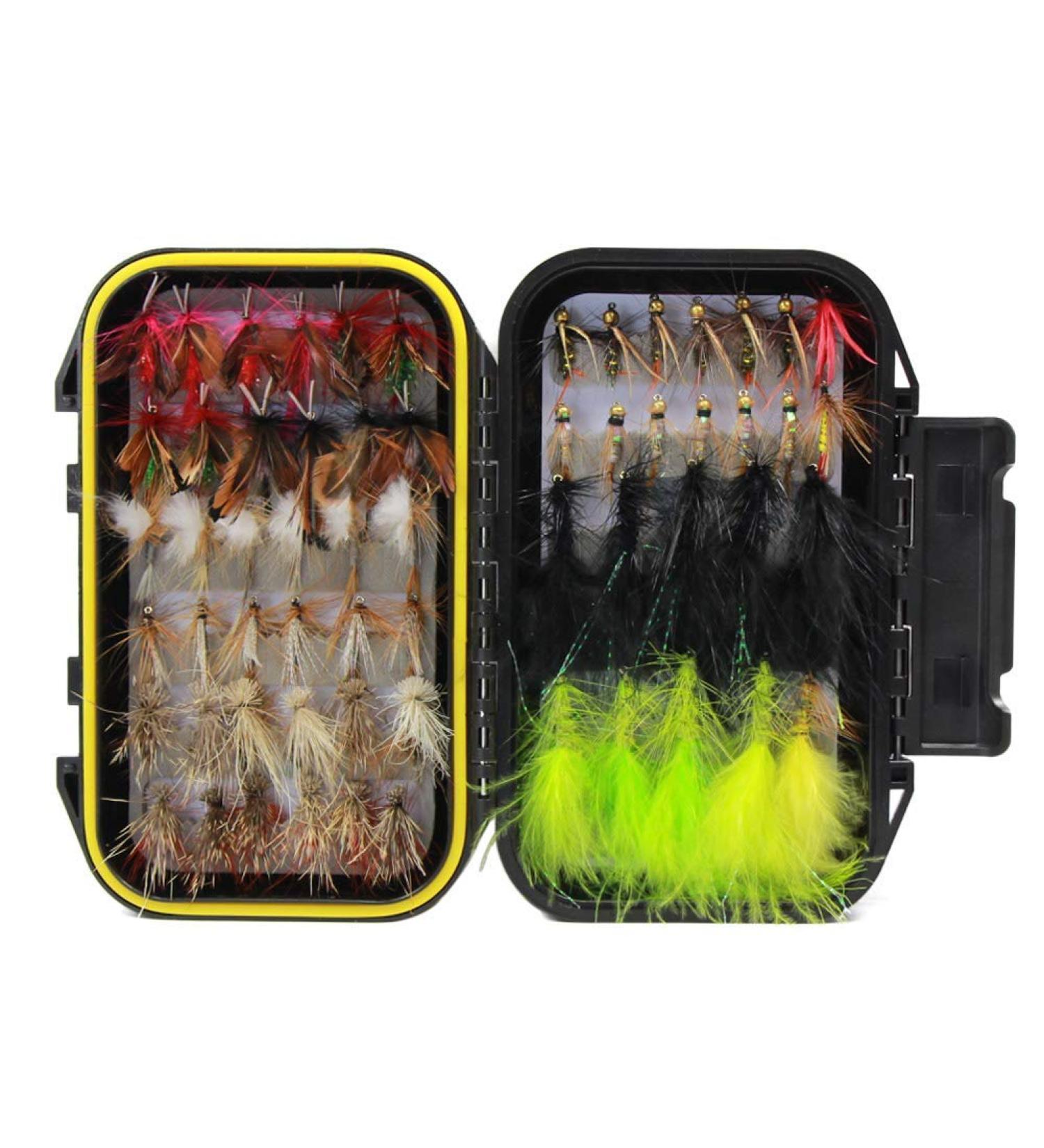 Croch Fly Shape Fishing Flies Set - 60 Hand Tied Imitation Lures for Trout & Char with Waterproof Box | Best International Shipping - Buy Online on GoSupps.com