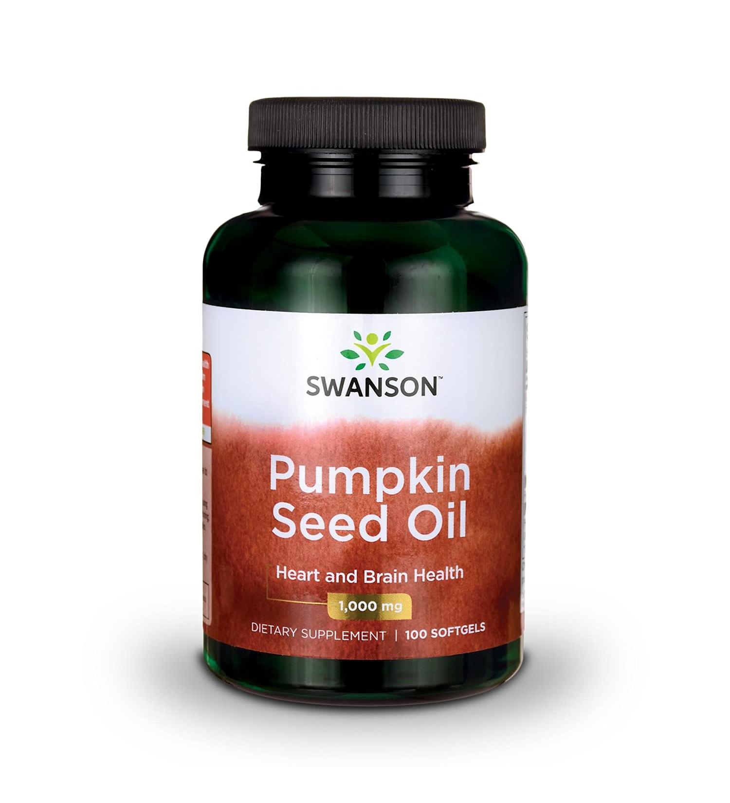 Swanson Pumpkin Seed Oil 1000mg Softgels - Brain & Cardiovascular Support with Essential Fatty Acids - Herbal Supplement for Optimal Health - 100 Capsules - Buy Online on GoSupps.com