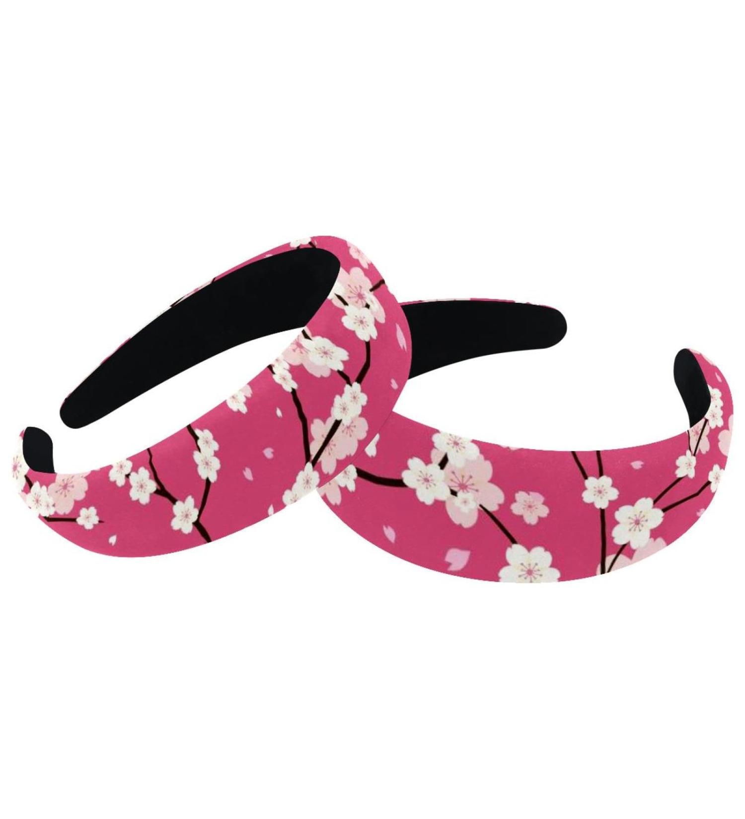 Headbands Women Hair Head Bands 2 Pieces Wide Top Turban Velvet Hair Bands Elastic Headband Pink Floral Flower Fashion Head Wrap 2 Size Multi-colored 4 - Buy Online on GoSupps.com