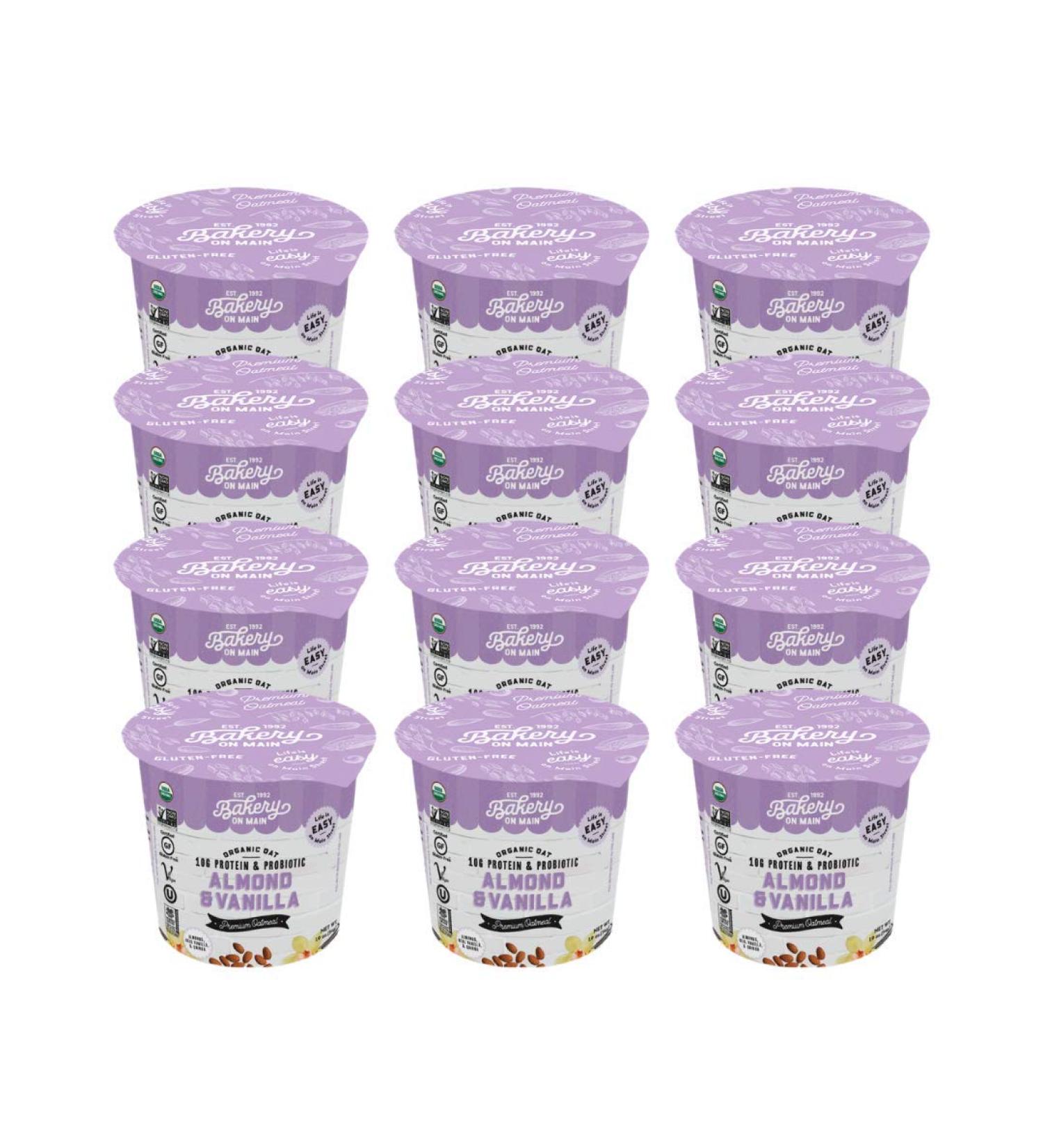 Bakery On Main Organic Gluten-Free Oatmeal Cups - Almond & Vanilla, Vegan, 10g Protein, Pack of 12 - Buy Online on GoSupps.com