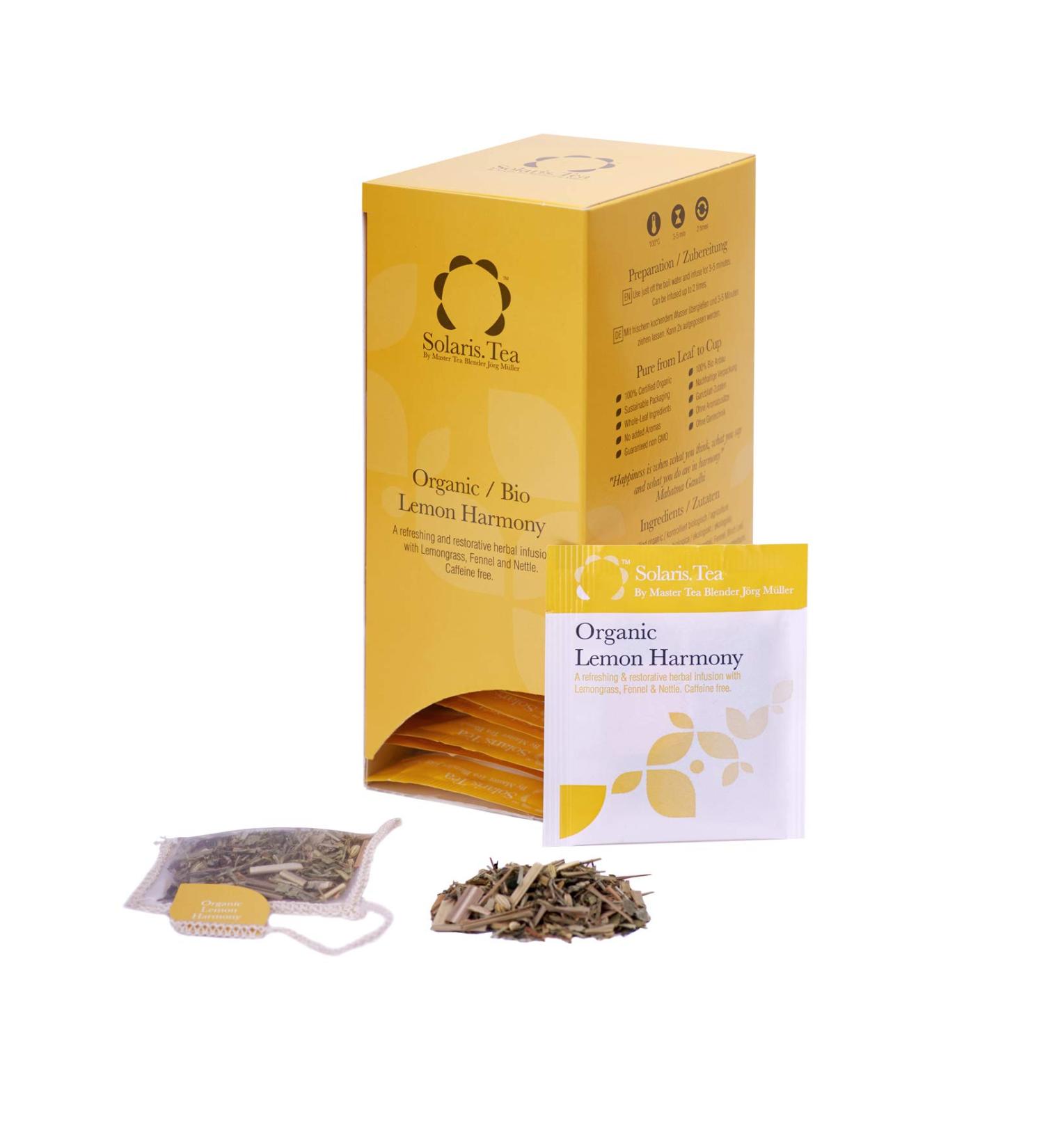 Solaris Tea Organic Lemon Harmony Herbal Tea - 40 Sewn Silk Tea Bags 60g - Premium International Shipping - Buy Online on GoSupps.com