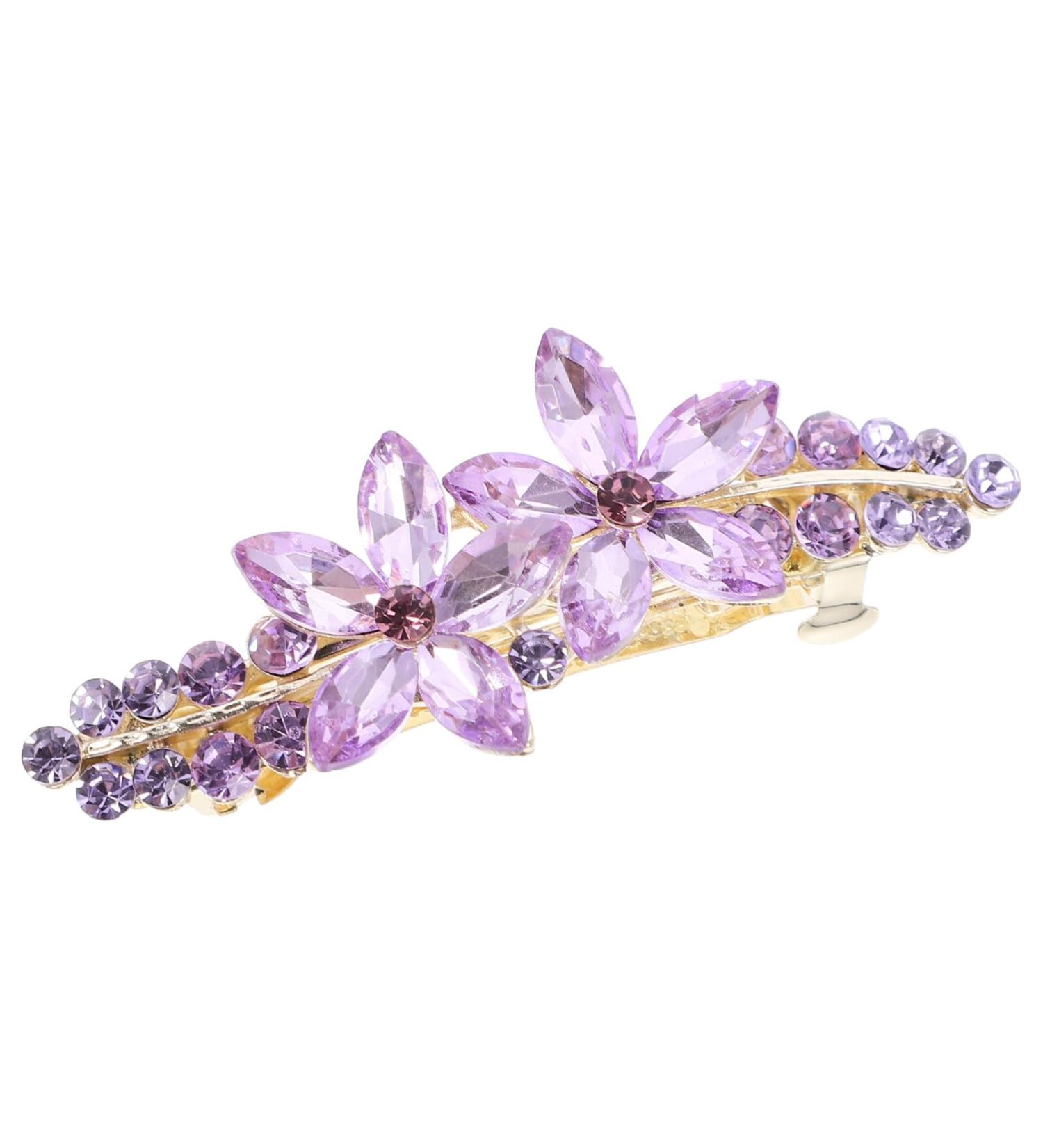 FRCOLOR Flower Crystal Rhinestones Barrettes Fashion Ponytail Holders Luxury Glitter Sparkly Jeweled Hair Clips French Metal Snap Alligator Hair Clips for Wedding Birthday - Buy Online on GoSupps.com