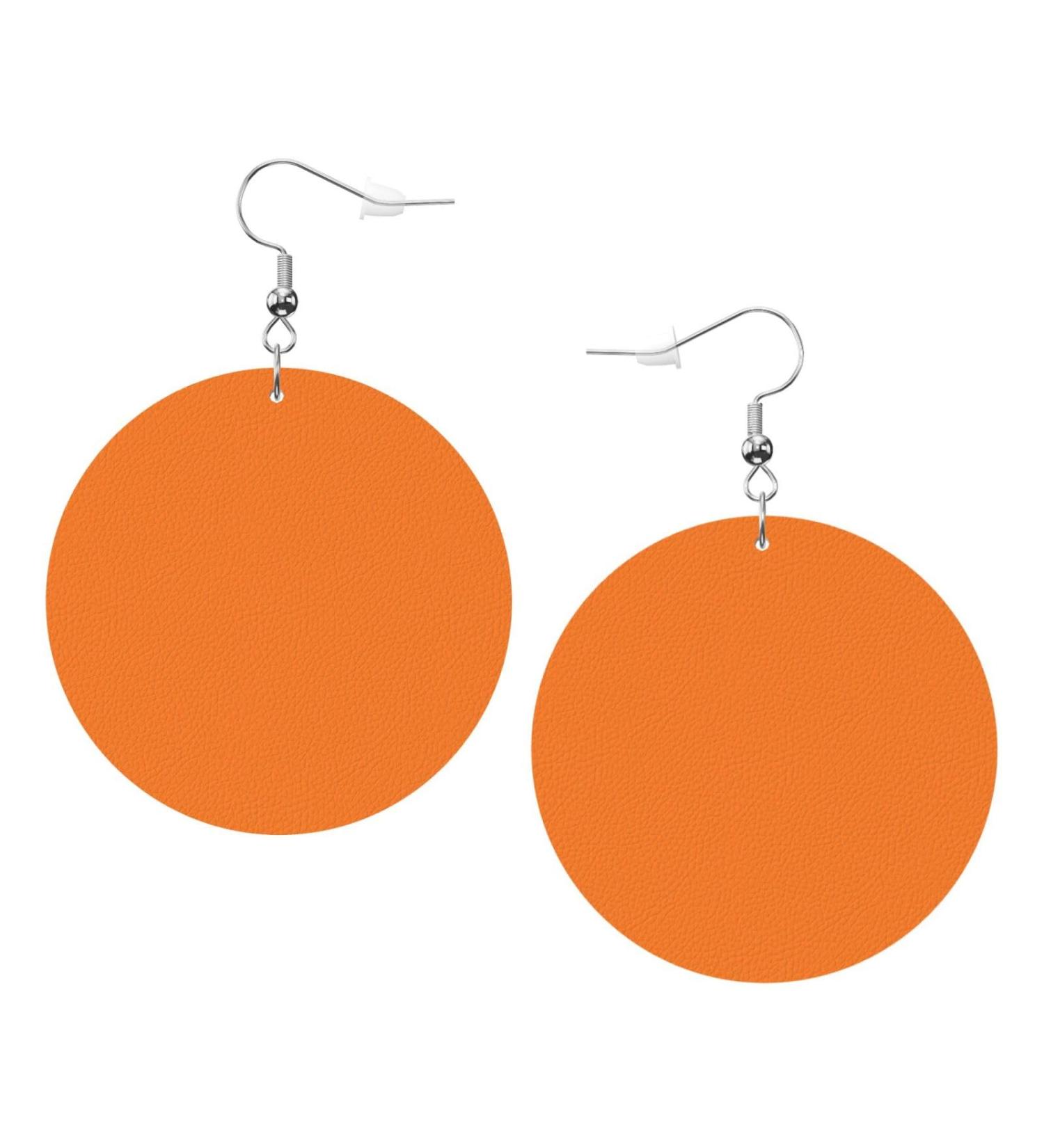 Buy Scottish Printed Leather Earrings - Lightweight Round Dangle Design for Women - Unique Gift in Burnt Orange - Buy Online on GoSupps.com