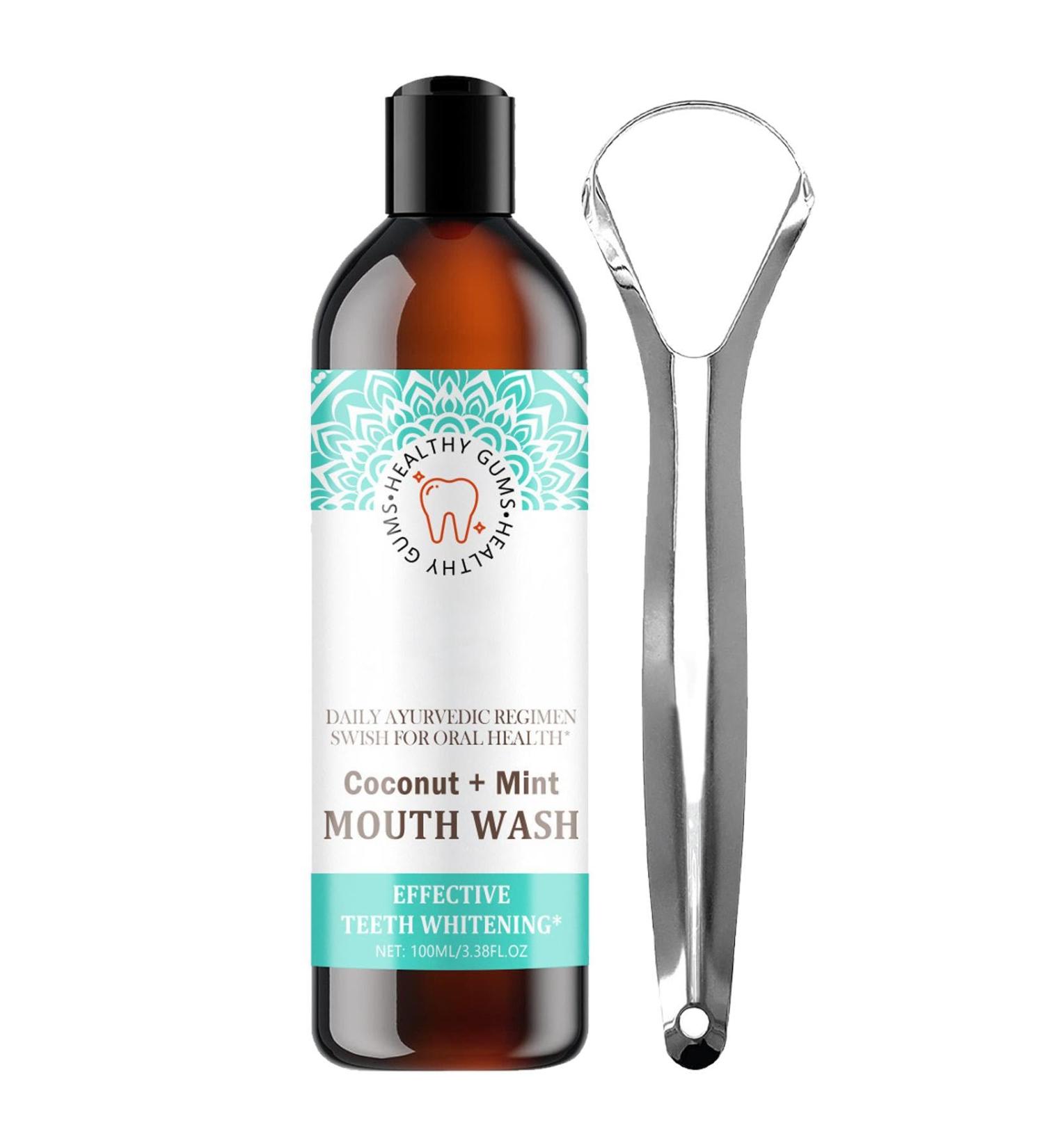 100ml Coconut Oil Mouthwash - Mint Oil for Fresh Breath Teeth Whitening & Healthier Gums - Buy Online on GoSupps.com