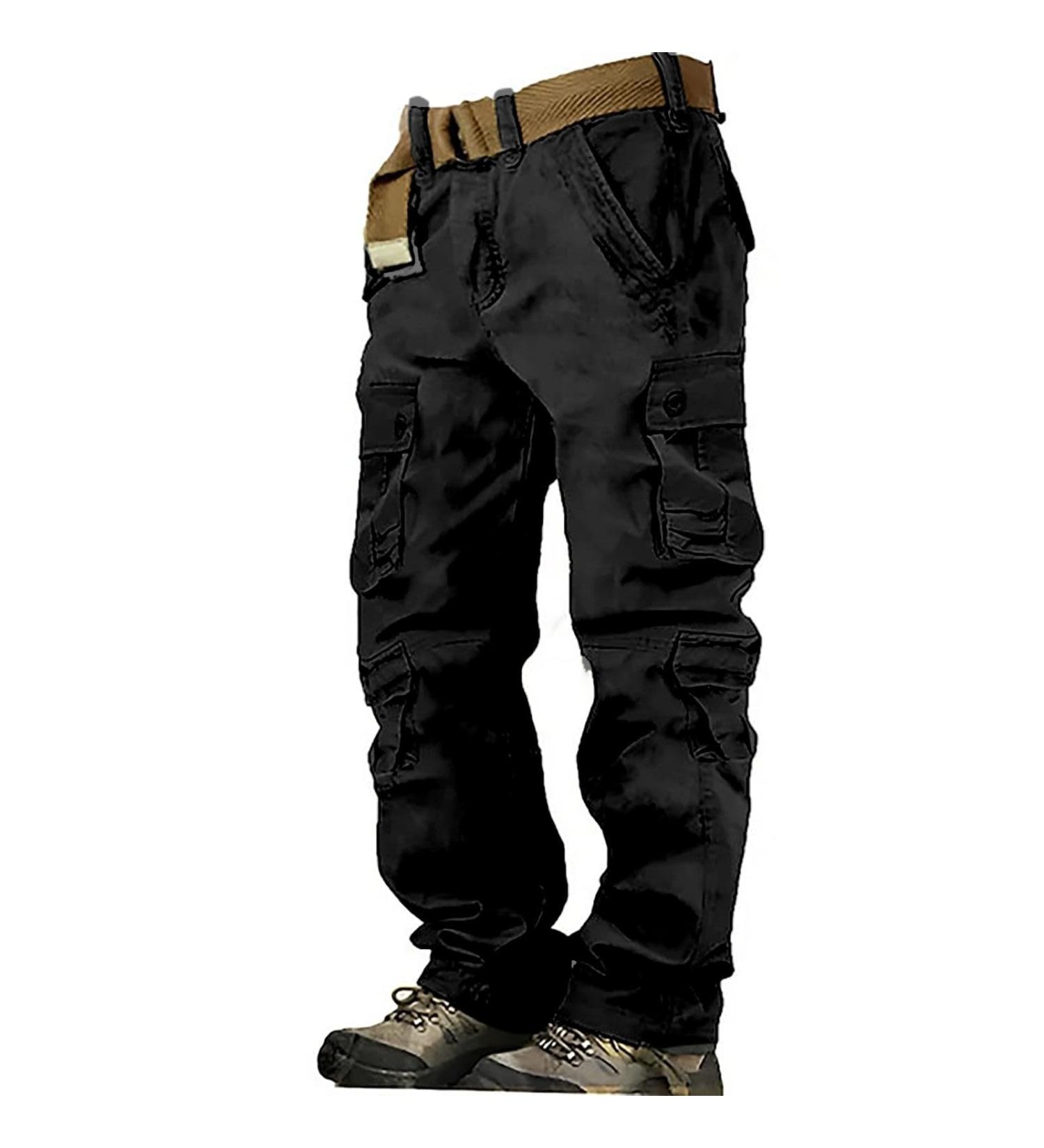 Men's Blue Cargo Pants - 8 Pocket Comfortable Hiking & Leisure Trousers - Breathable & Fashionable Cotton Outdoor Wear - Buy Online on GoSupps.com
