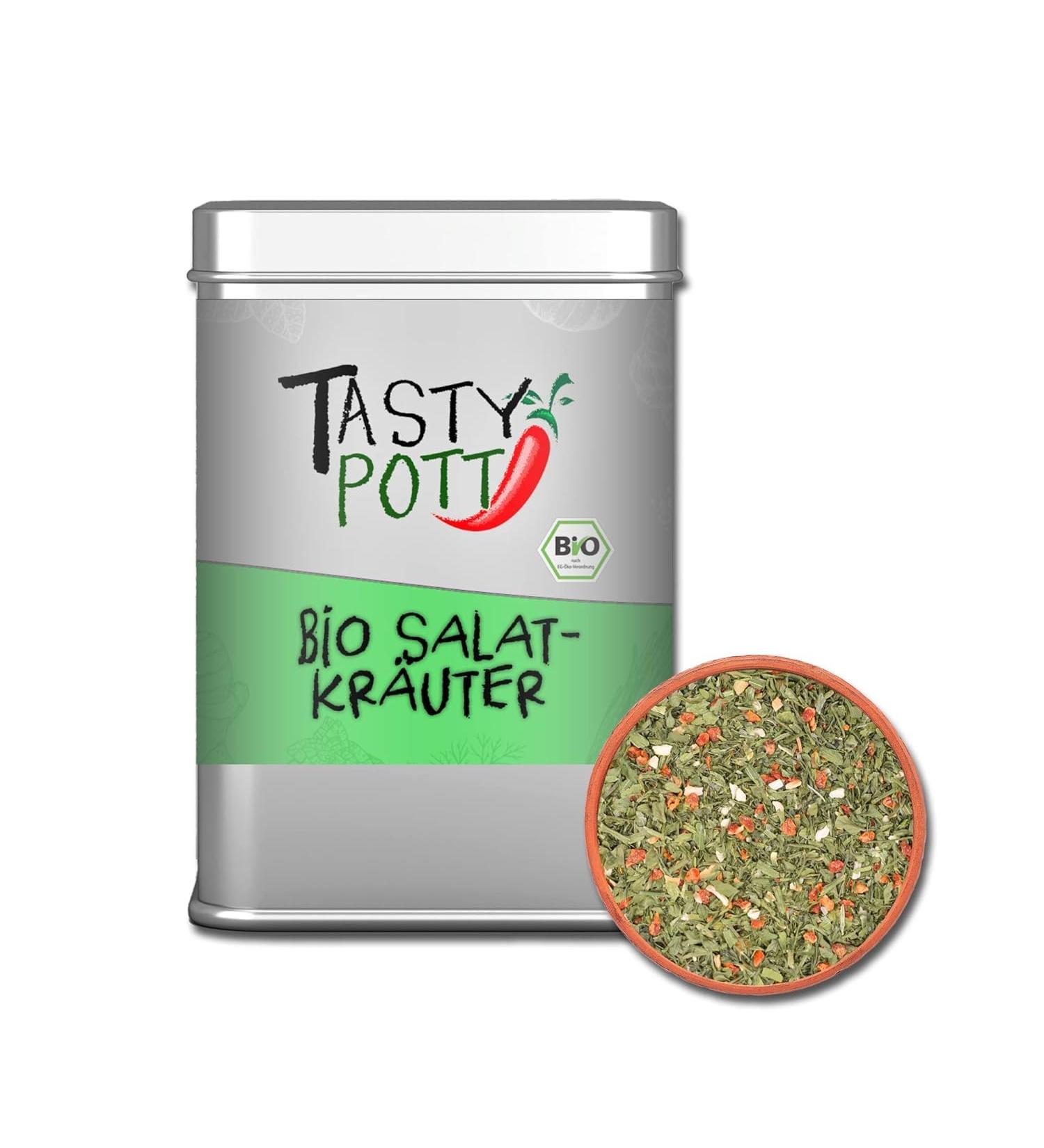 Jeske Sports Supplies Tasty Pott Organic herb mixtures herb mixtures spices herbs vegetables mixes herb shaker organic salad herbs 50 g - Buy Online on GoSupps.com