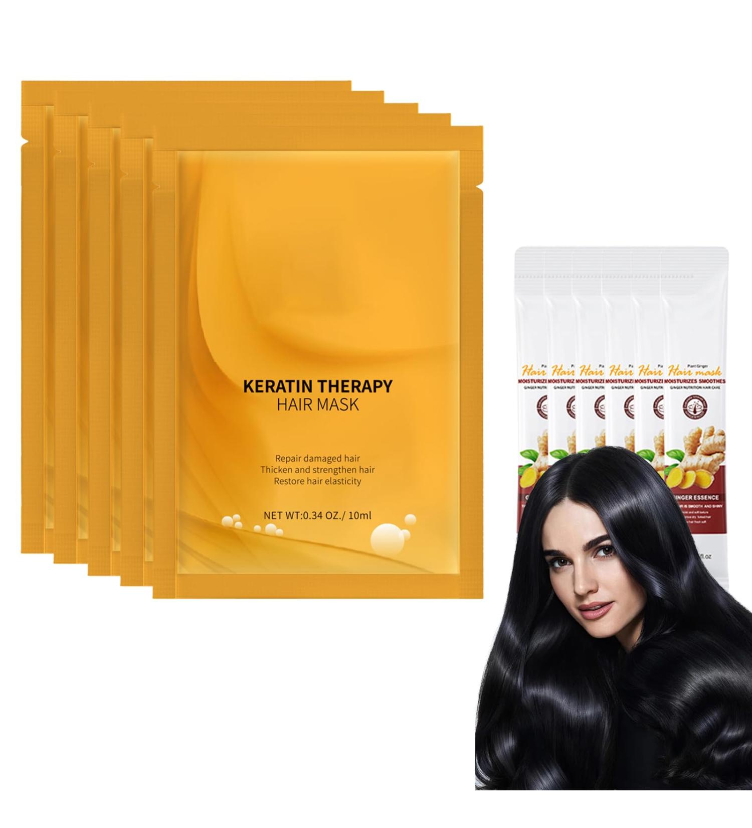 Hair mask 10 ml 5 pieces and ginger hair mask 10 g 6 pieces Deep Repair Hair Mask Hair Treatment repairs damaged hair strengthens and nourishes it antifrizz treatment of dry conditioner 37 - Buy Online on GoSupps.com
