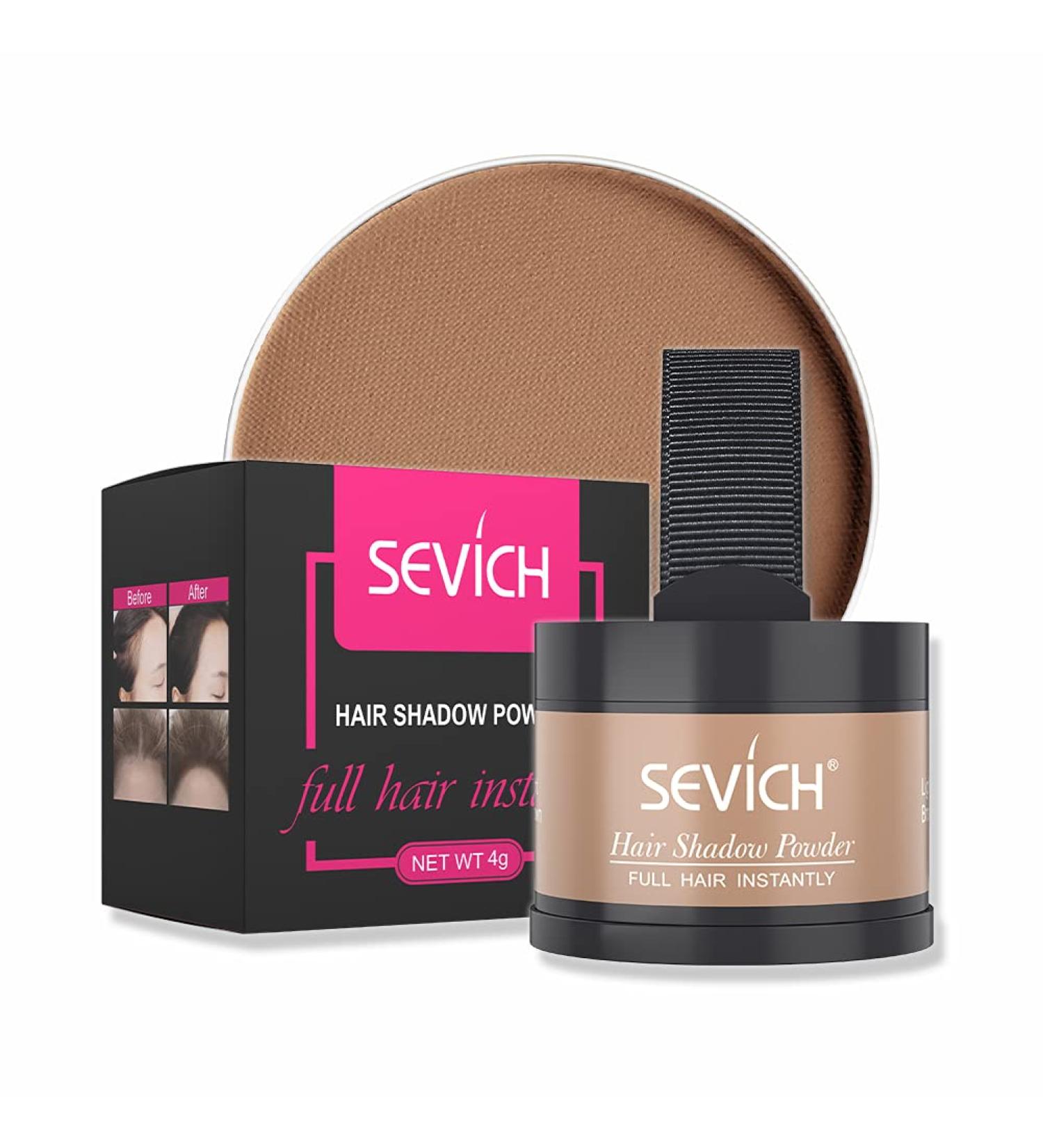 SEVICH Instant Hairline Shadow Powder - Grey Hair Root Concealer for Thinning Hairline, Eyebrows & Beard - Windproof & Sweatproof - Light Brown - Buy Online on GoSupps.com