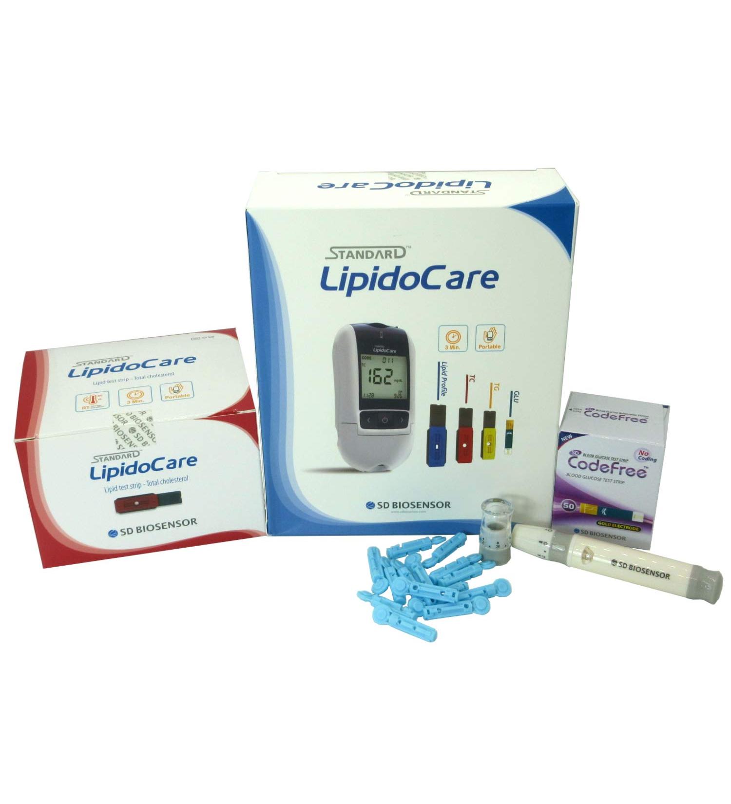 LipidoCare Meter + Total Cholesterol Test Strips + Glucose Test Strips + Lancing Device and Lancets Meter + TC & SD Strips + Lancets & Device - Buy Online on GoSupps.com