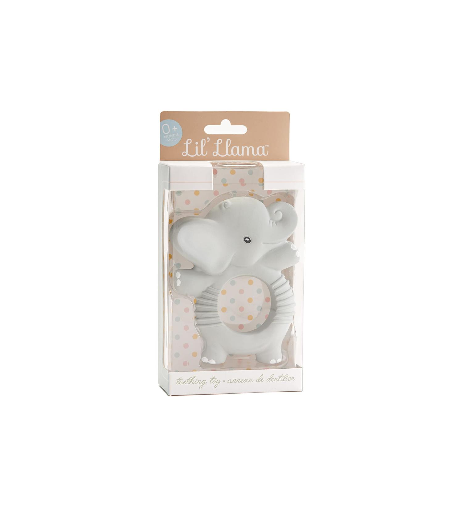 Lil' Llama Baby Elephant Teether - Natural Rubber Teething Ring | BPA-Free & Non-Toxic - Safe Cute Baby Teething Toy - Buy Online on GoSupps.com