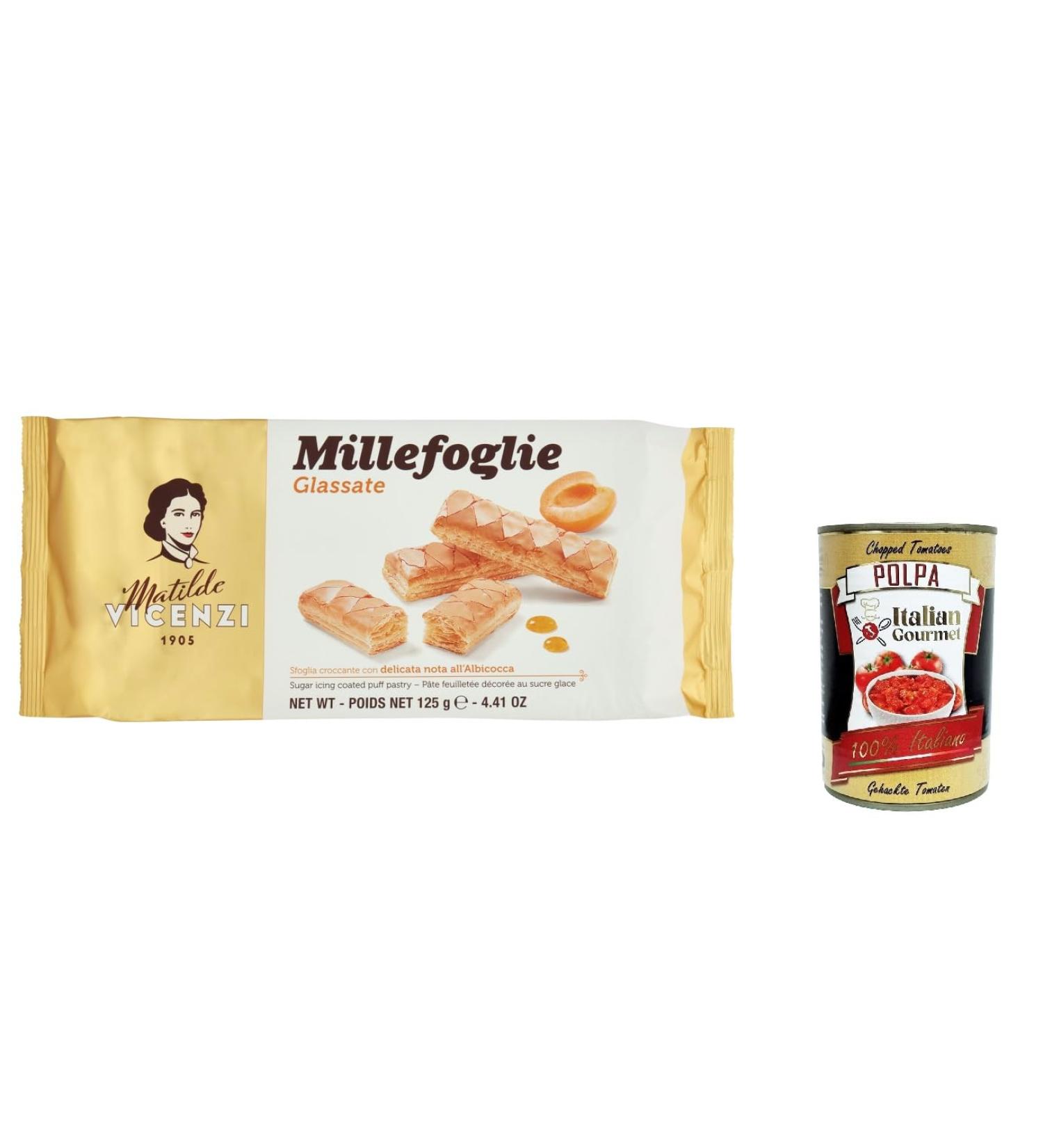  Italian Gourmet E.R. Vicenzi MilleFoglie D'Italia Mini Snacks Covered with Apricot Glaze 125g + Italian Gourmet Pulp 400g (Pack of 3) - Buy Online on GoSupps.com