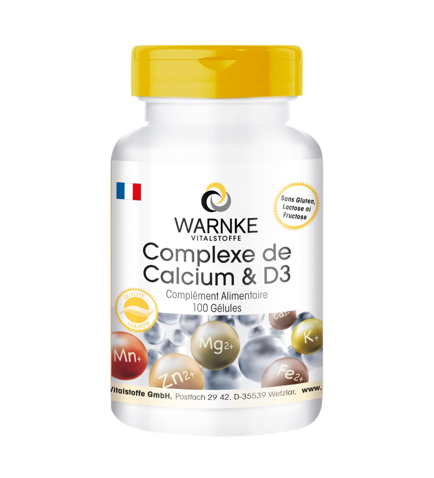 Calcium & Vitamin D Complex - with 300mg Calcium 75mg Magnesium & Vitamin D3 - Vegetarian - 100 capsules | Warnke Vitalstoffe - Quality from German pharmacies - Buy Online on GoSupps.com
