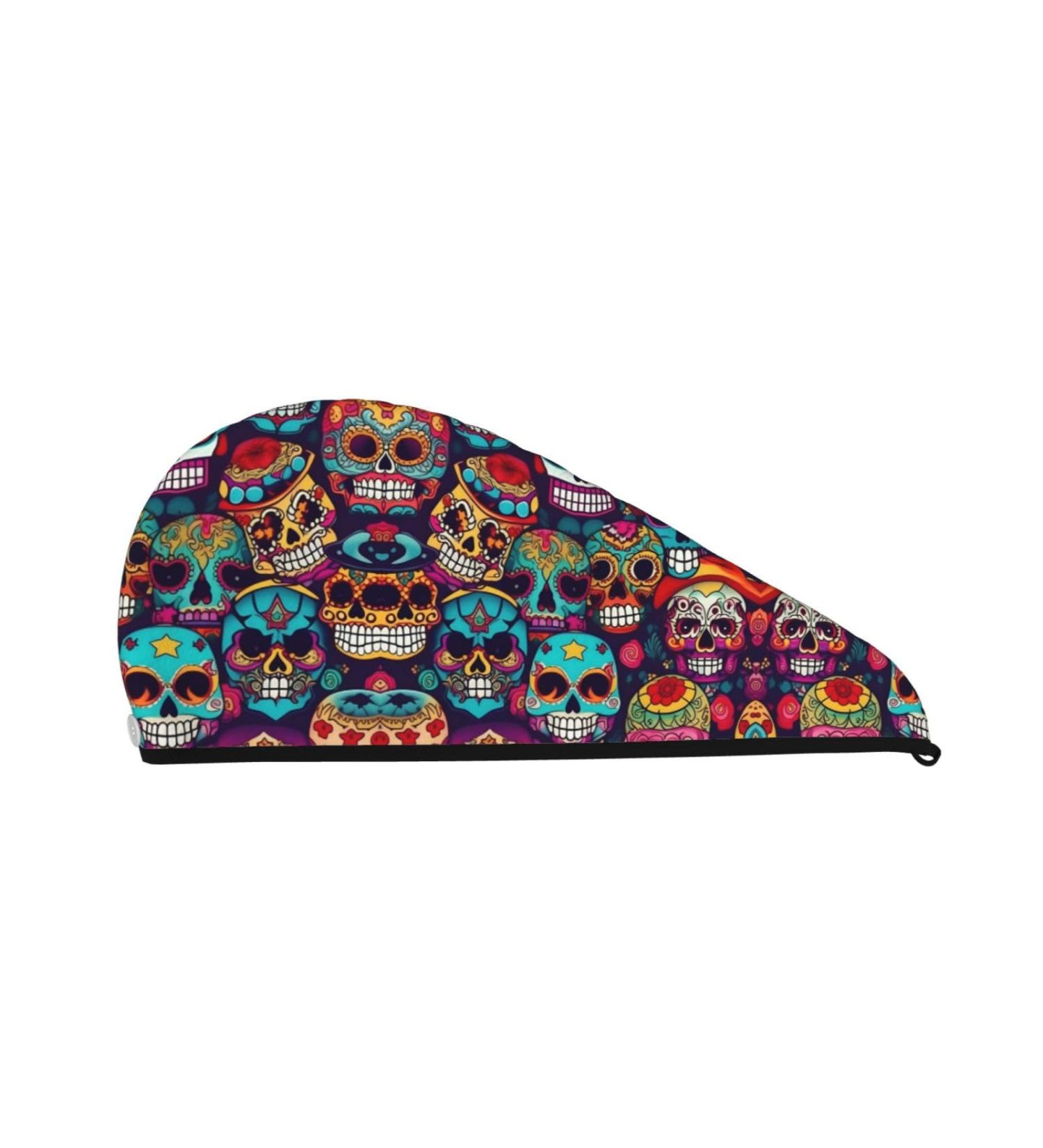 Buy Sugar Skulls Coral Velvet Dry Hair Cap - Ideal for Curly Long Hair | Anti Frizz & Easy Drying - Buy Online on GoSupps.com