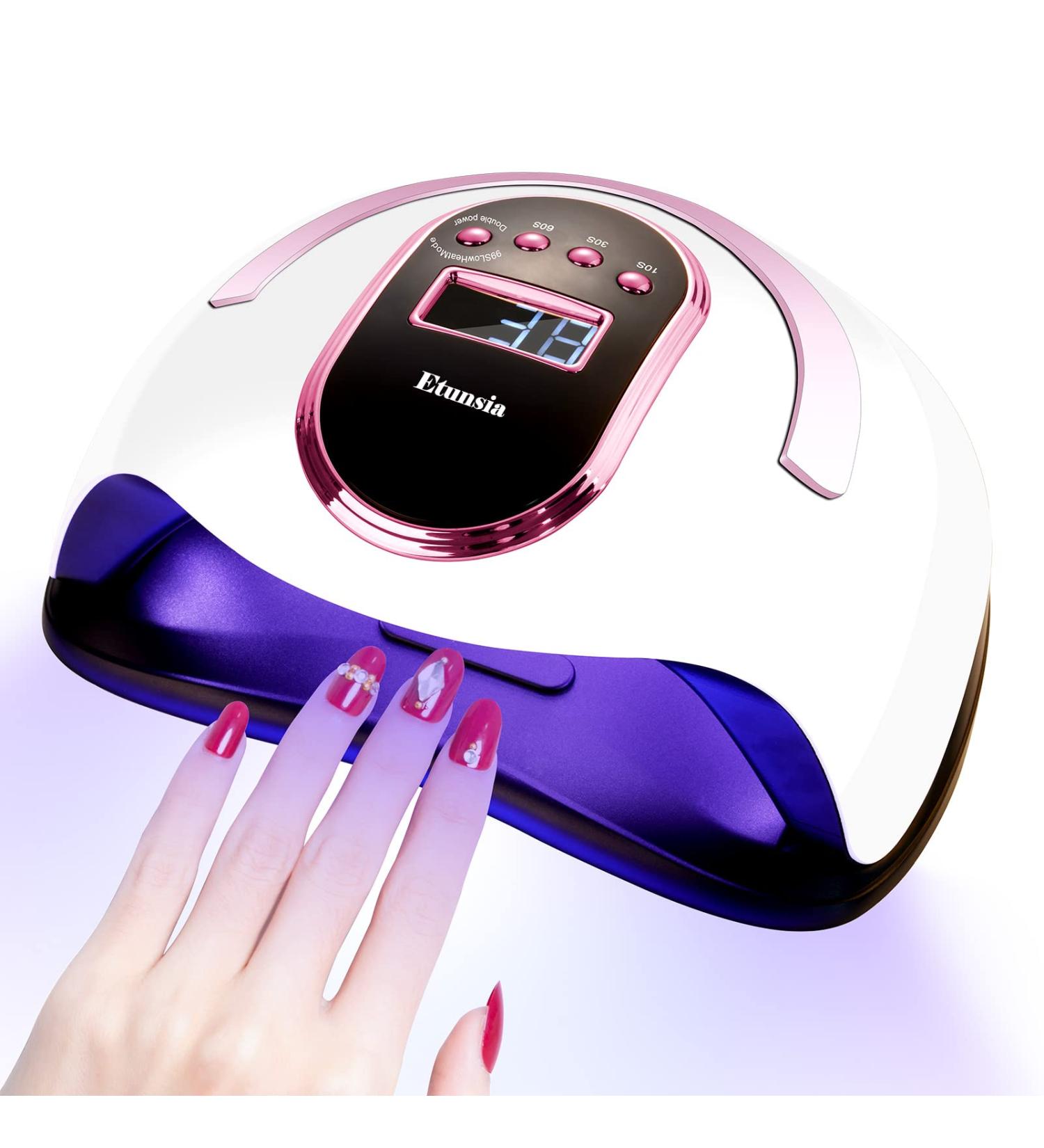 Etunsia 168W LED Nail Lamp for Gel Polish - Professional Nail Dryer with 4 Timer Modes and Auto Sensor - Large LCD Screen - Fast Curing for At-Home Gel Nails (Pink) - Buy Online on GoSupps.com