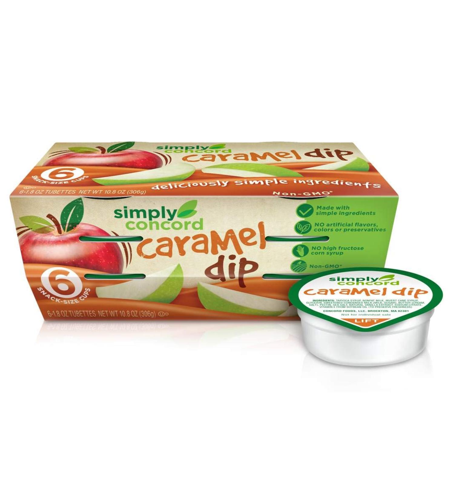 AmishTastes Simply Concord "Clean Label" Caramel Apple Dip, No HFCS, Single-Serve Tubettes (Pack of 2) Caramel Dip Sleeves (Pack of 2)