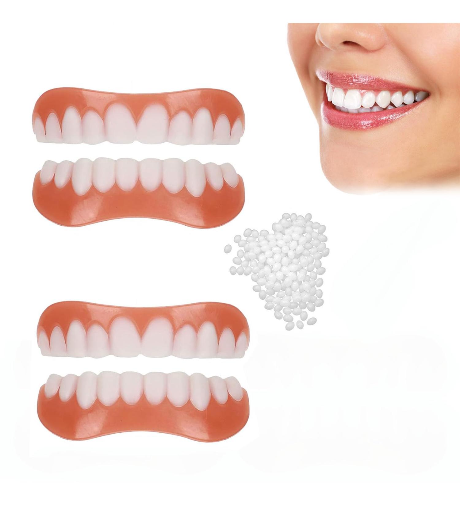 Flipped Warm Veneers Teeth - Complete Artificial Dentures for Plug-In Top & Bottom | International Shipping - Buy Online on GoSupps.com