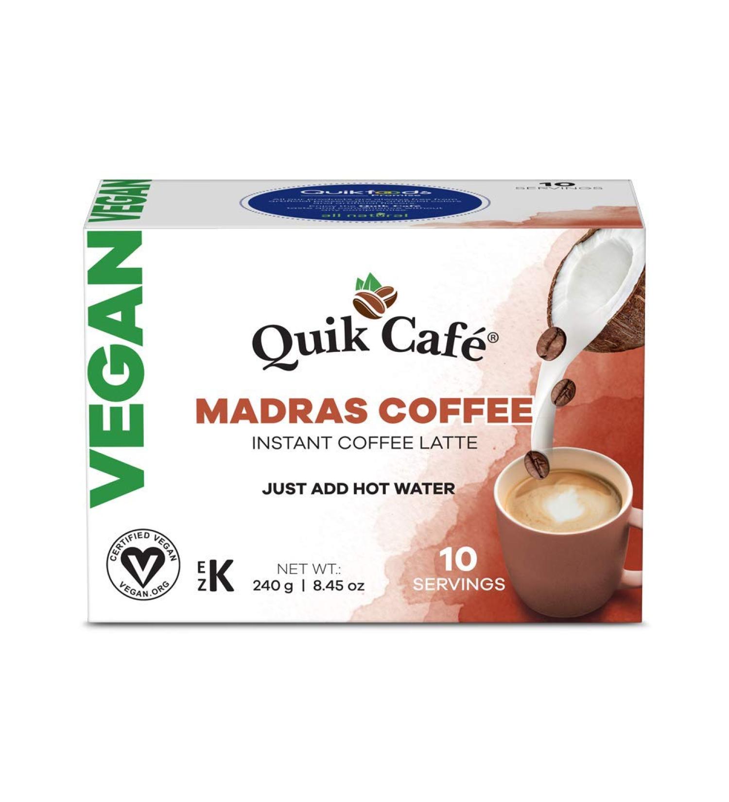 Quik Cafe Vegan Madras Coffee Latte (Vegan Madras Coffee 10 Count) Vegan Madras Coffee 10 Count - Buy Online on GoSupps.com