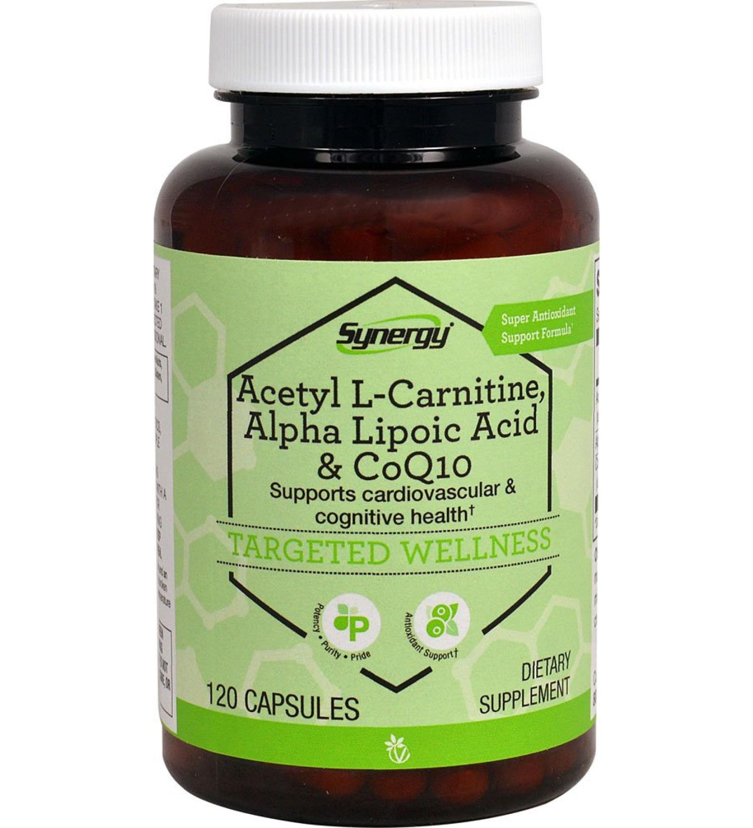 Vitacost Synergy Acetyl L-Carnitine Alpha Lipoic Acid & CoQ10 -- 120 Capsules