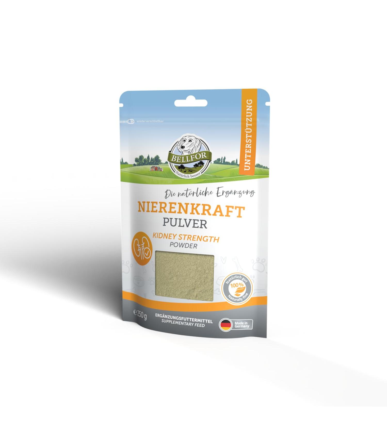 Bellfor Kidney Strength Powder Food Supplement for Dogs Carefully Balanced Herbs Support Your Dog's Kidney Function Nutritionally 250 g - Buy Online on GoSupps.com