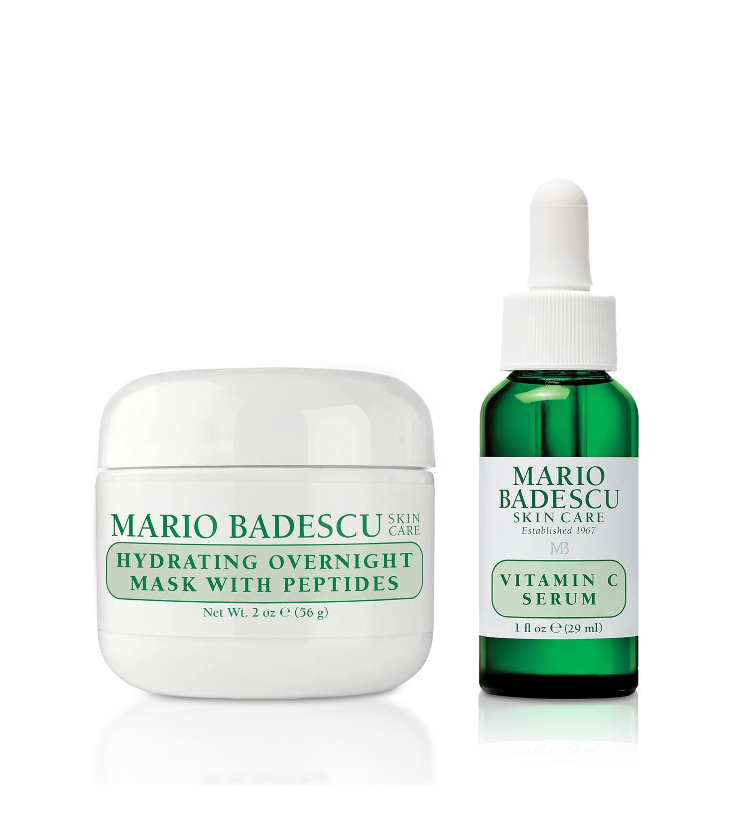 Mario Badescu Hydrating Overnight Face Mask with Peptides & Vitamin C Serum Bundle Skin Care Set for Face Care Hydration & Radiance Facial Serum & Overnight Mask for Beauty Skincare - Buy Online on GoSupps.com