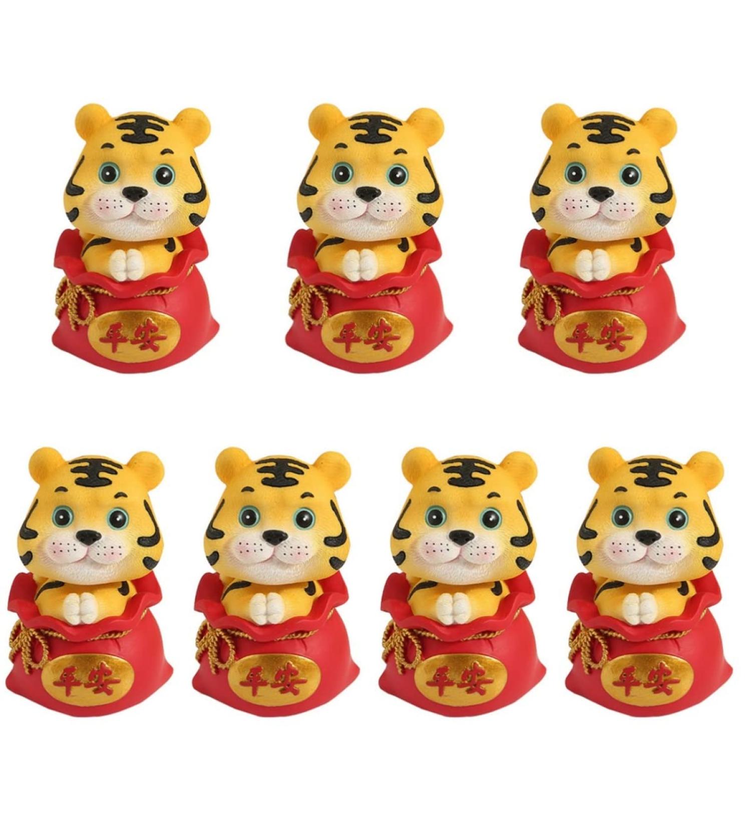 Artibetter 7 Pcs Year of The Tiger Bobble Head Ornament Home Decor Car Decor Resin Tiger Decoration Car Tiger Decoration Figurine Decor Car Adornment Desk Decor Small Animals Office The Sign Redx7pcs 6X6X9.5CMx7pcs - Buy Online on GoSupps.com