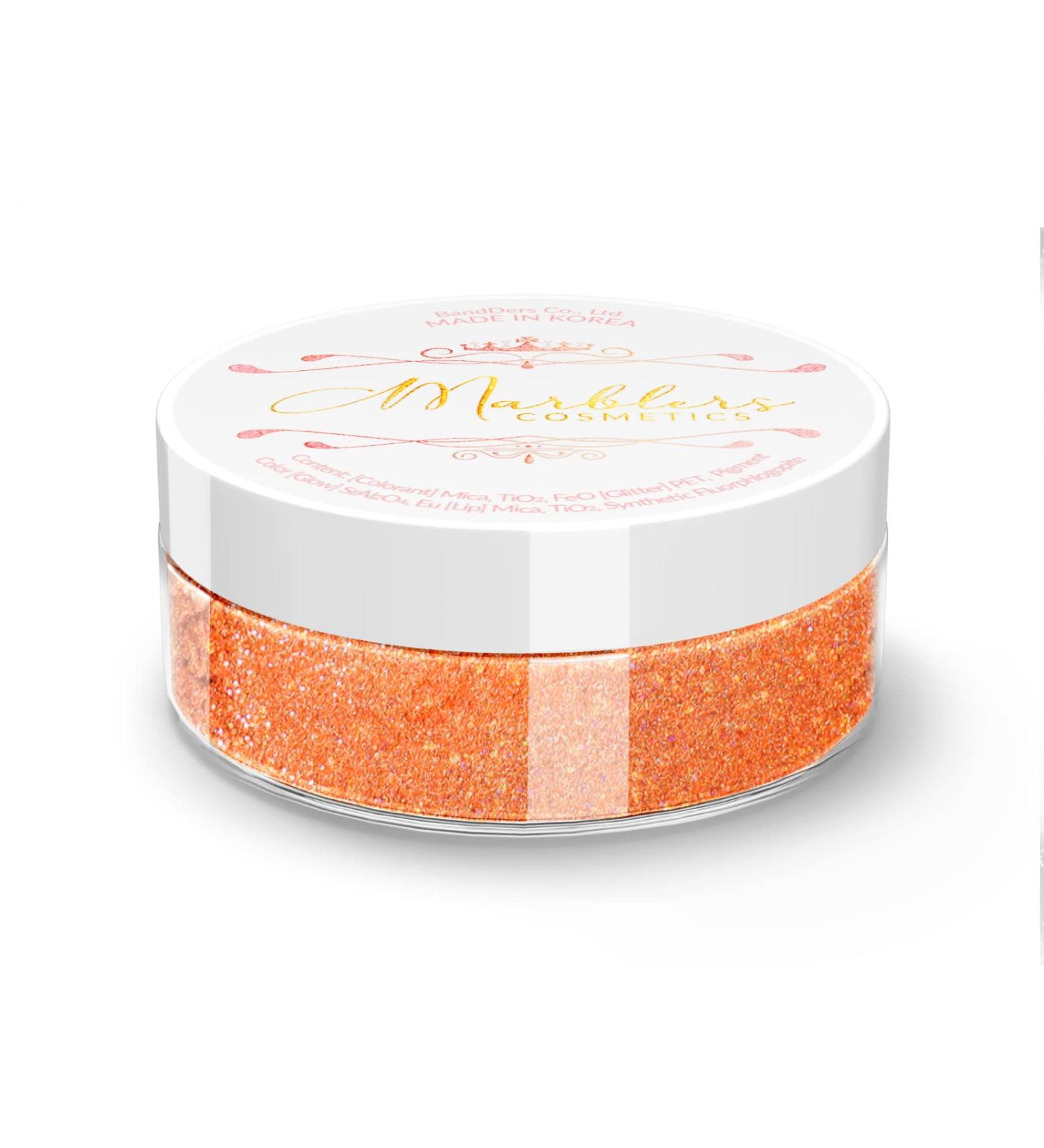 MARBLERS Tangerine Jelly Glittery Mica Powder 0.14oz (4g) | Non-Toxic Vegan Makeup for Eyes & Nails | Glica Cosmetic Grade Glitter | Cruelty-Free & Festive - Buy Online on GoSupps.com
