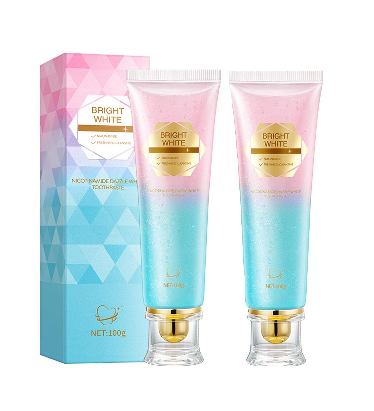 2Pcs Niacinamide Intensive Whitening Toothpaste Acssart Radiant Whitening Toothpaste with Natural Gentle Care Deep Stain Removal Clean Improves Gum Health Fresh Breath - Buy Online on GoSupps.com