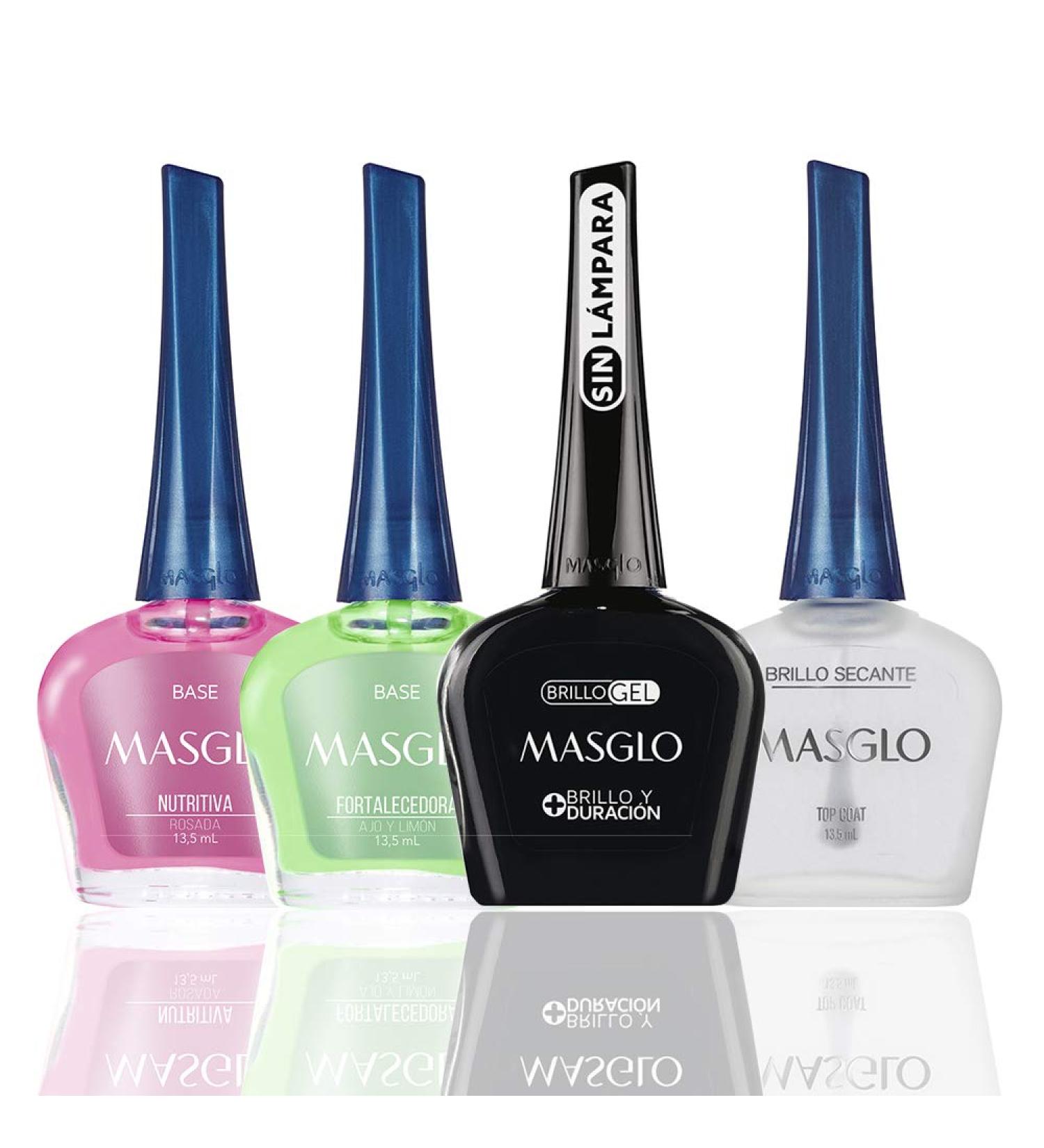MASGLO Nail Polish Protect and Shine Set 4 Pcs - Kit 2 Base Coats 2 Top Coats 0.5 Fl. Oz - Buy Online on GoSupps.com
