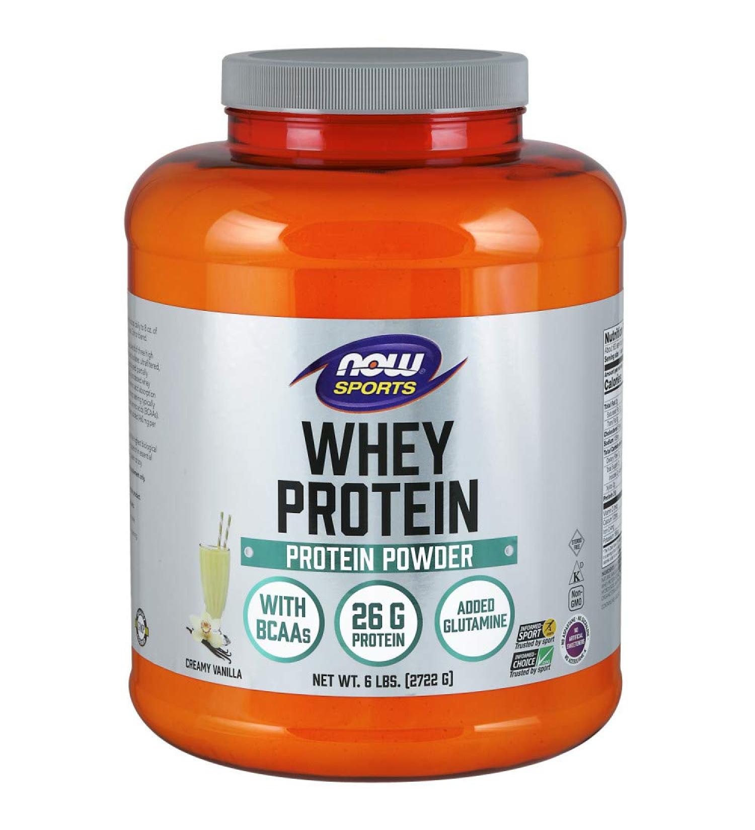 NOW Sports Nutrition Whey Protein 26g with BCAAs - Creamy Vanilla 6lb | International Shipping Available - Buy Online on GoSupps.com