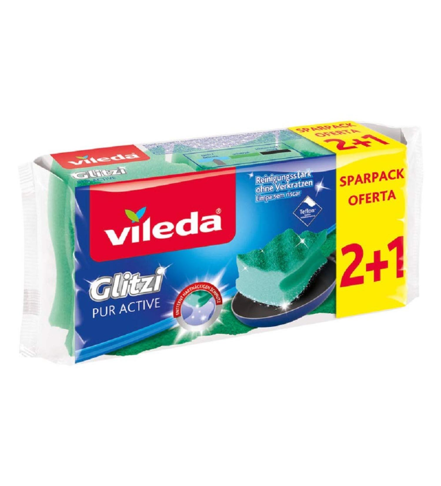 Vileda Glitzi PUR Active Pots and Dishes Cleaner - Effective Kitchen Cleaning Solution for Pots & Pans - Buy Online on GoSupps.com