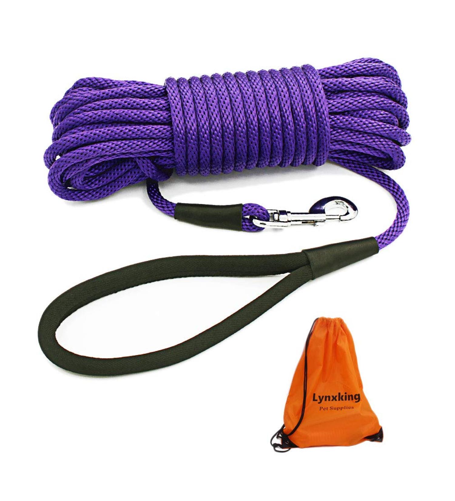 Buy Lynxking Reflective Dog Leash 4.5m - Durable Nylon Training Line with Carabiner Hook for Small Medium & Large Dogs - Purple - Buy Online on GoSupps.com
