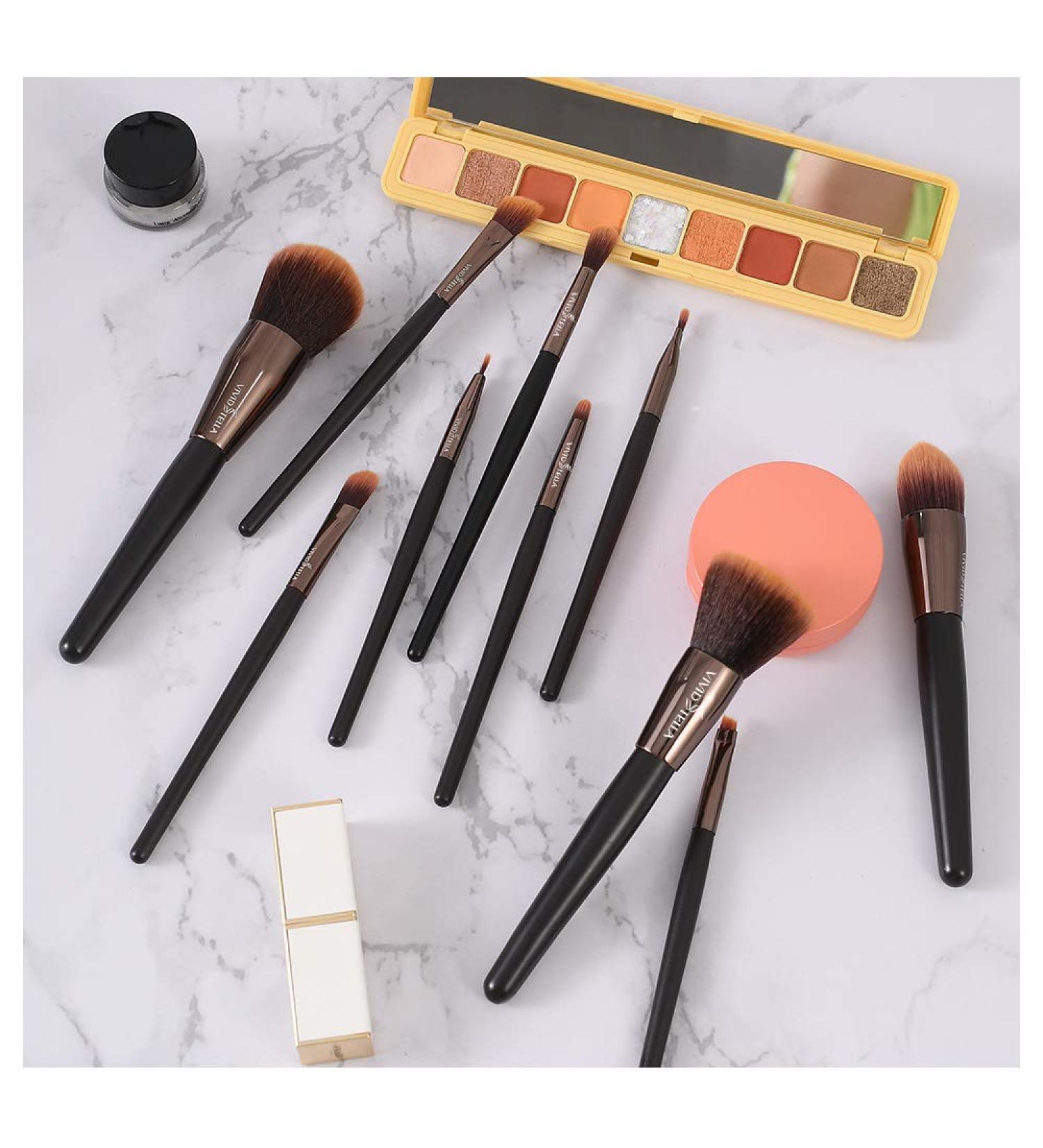Premium 10PC Makeup Brush Set Professional Cosmetic Tools with Travel Bag for Women & Girls - Buy Online on GoSupps.com