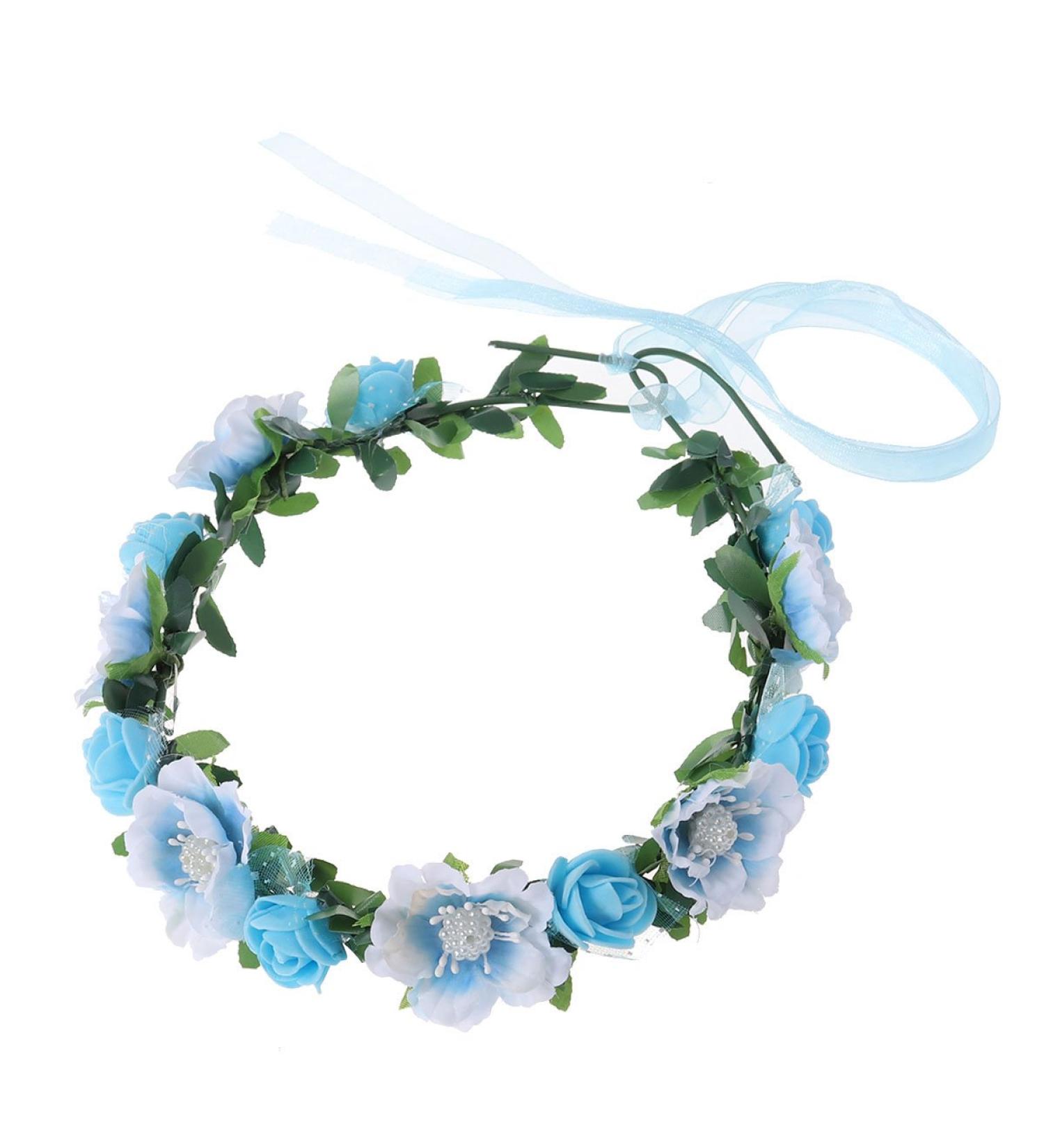 Floral Headbands | Boho Hair Wreaths for Weddings & Parties | Blue Bridal Crowns - Buy Online on GoSupps.com