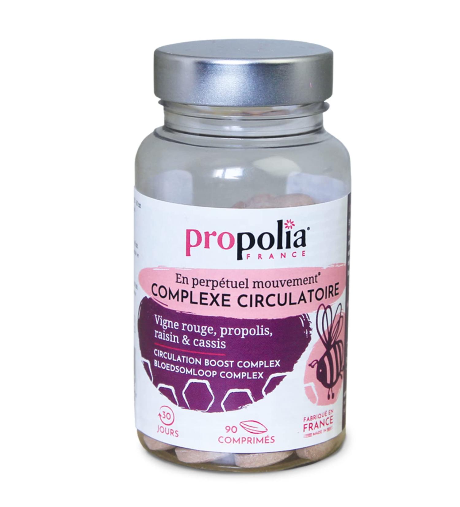 PROPOLIA - Circulatory complex - Blood circulation Light legs - Propolis Red vine & Blackcurrant - Dietary supplement - Made in France - 90 tablets - Buy Online on GoSupps.com