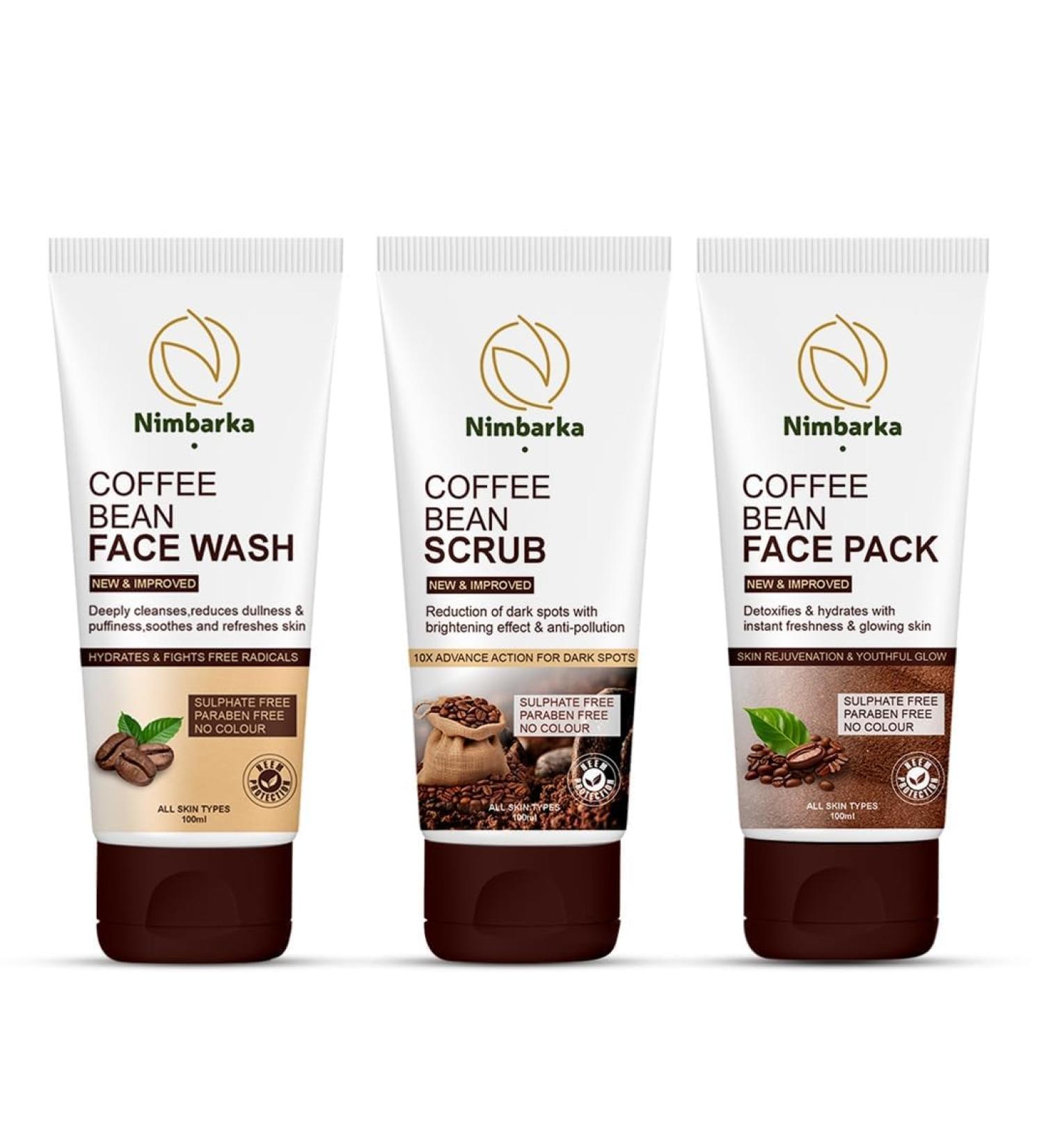 BEMT Coffee Bean Face Care Trio Cleanser Exfoliating Scrub & Clay Face Pack | Gentle Cleansing & Refreshing Skincare | Sulfate-Free & Paraben-Free | 100 ml Each
