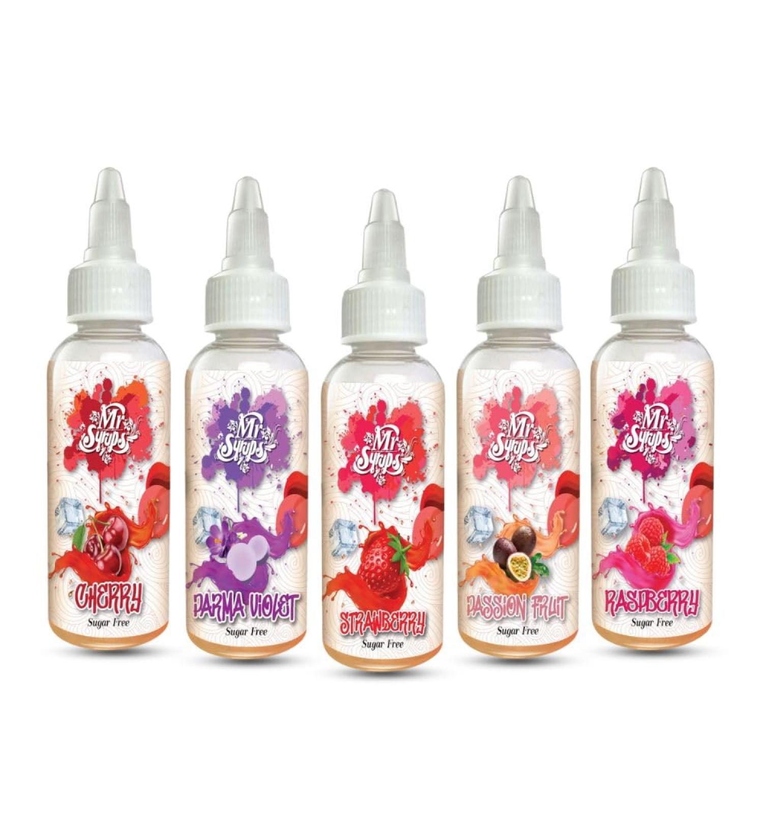 Mr Syrups Cherry Parma Violet Strawberry Passion Fruit Raspberry 60ml Bottle Flavoured Syrup multipack Sugar-Free syrup for Coffee Cocktails Mocktails Iced Tea Milkshakes (Pack of 5 Combo) - Buy Online on GoSupps.com